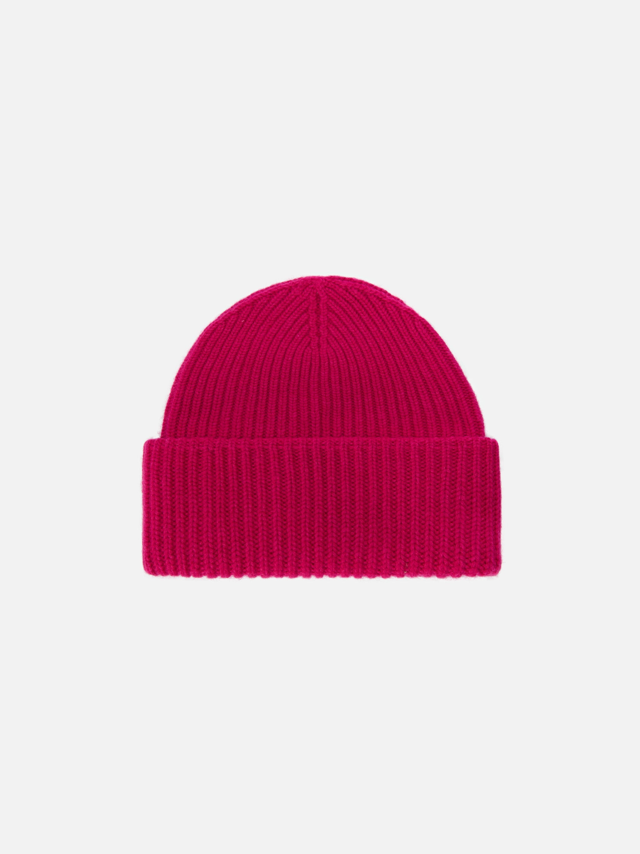 Berry W Ribbed Cashmere-Blend Beanie Fuchsia Pink Hat