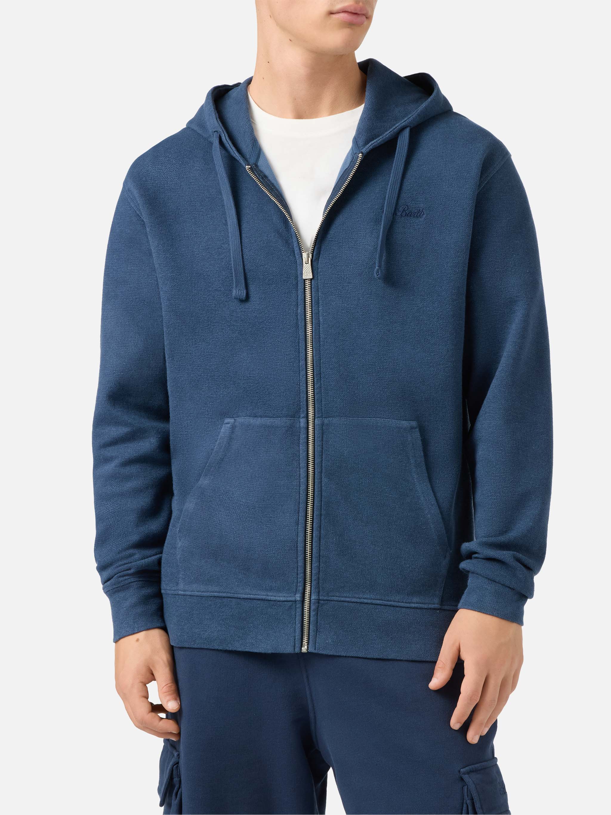 Blue Cotton Zipped Hoodie Barrett Sweatshirt