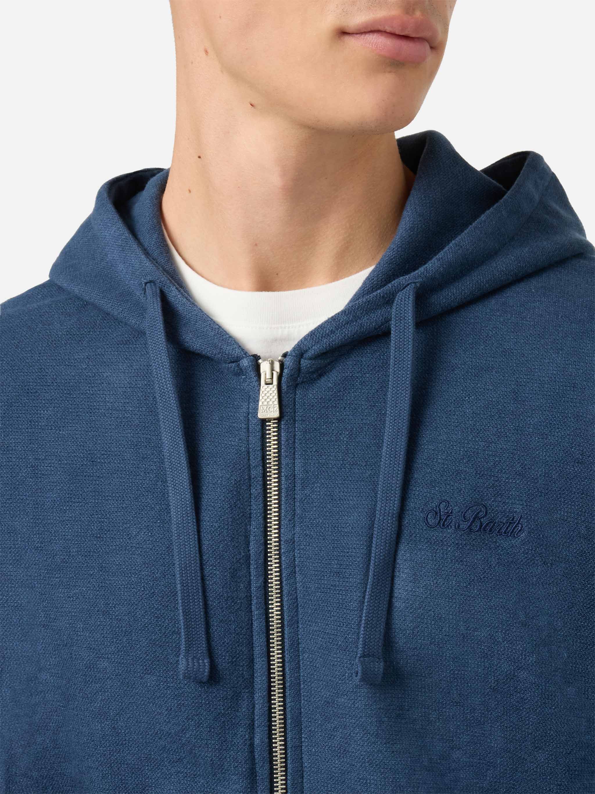 Blue Cotton Zipped Hoodie Barrett Sweatshirt