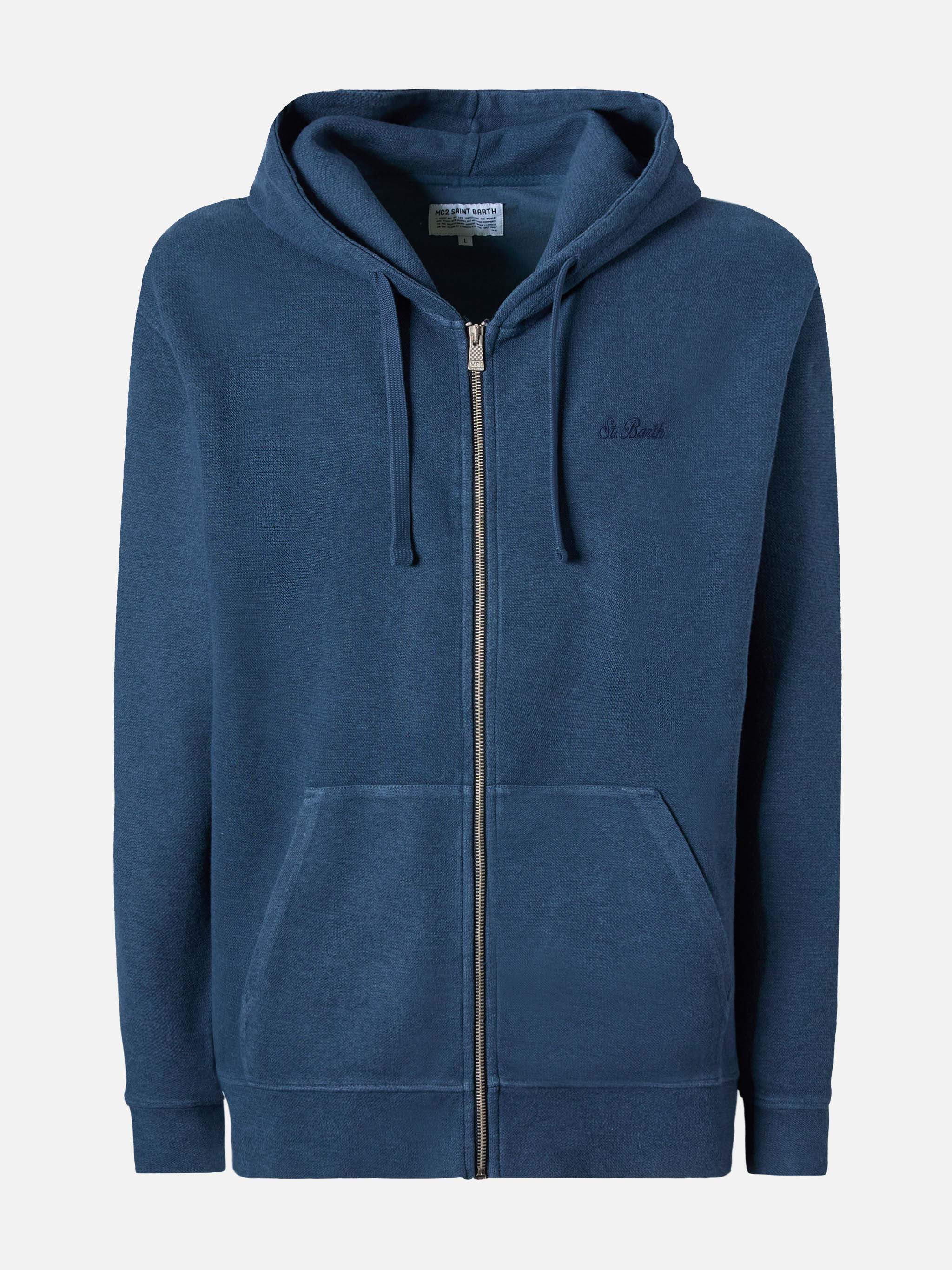 Blue Cotton Zipped Hoodie Barrett Sweatshirt