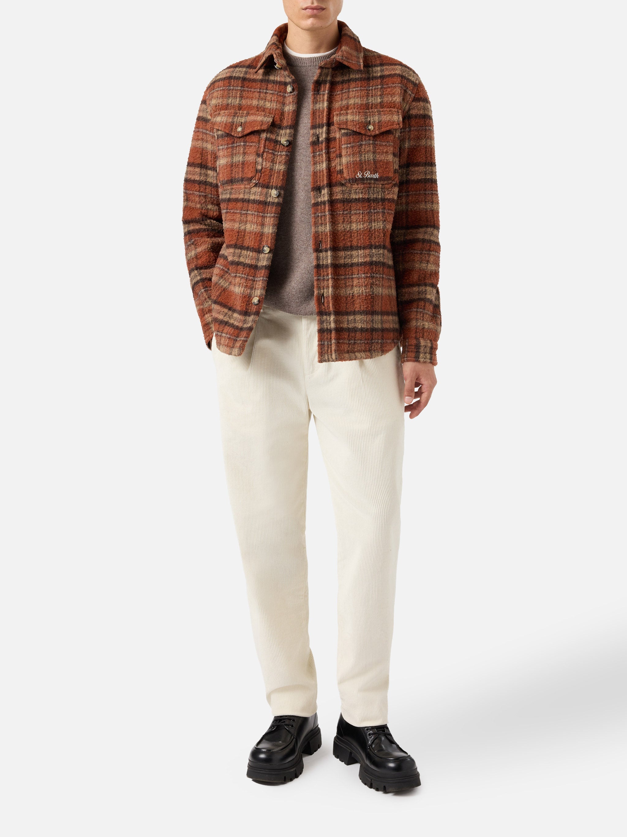 Overshirt Burton Brown Casentino With Pockets Shirt