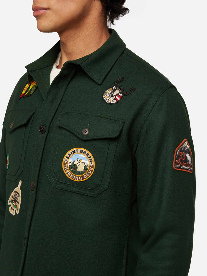 Wooly Green Overshirt Burton With Pockets And Patches Shirt
