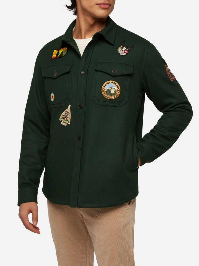 Wooly Green Overshirt Burton With Pockets And Patches Shirt