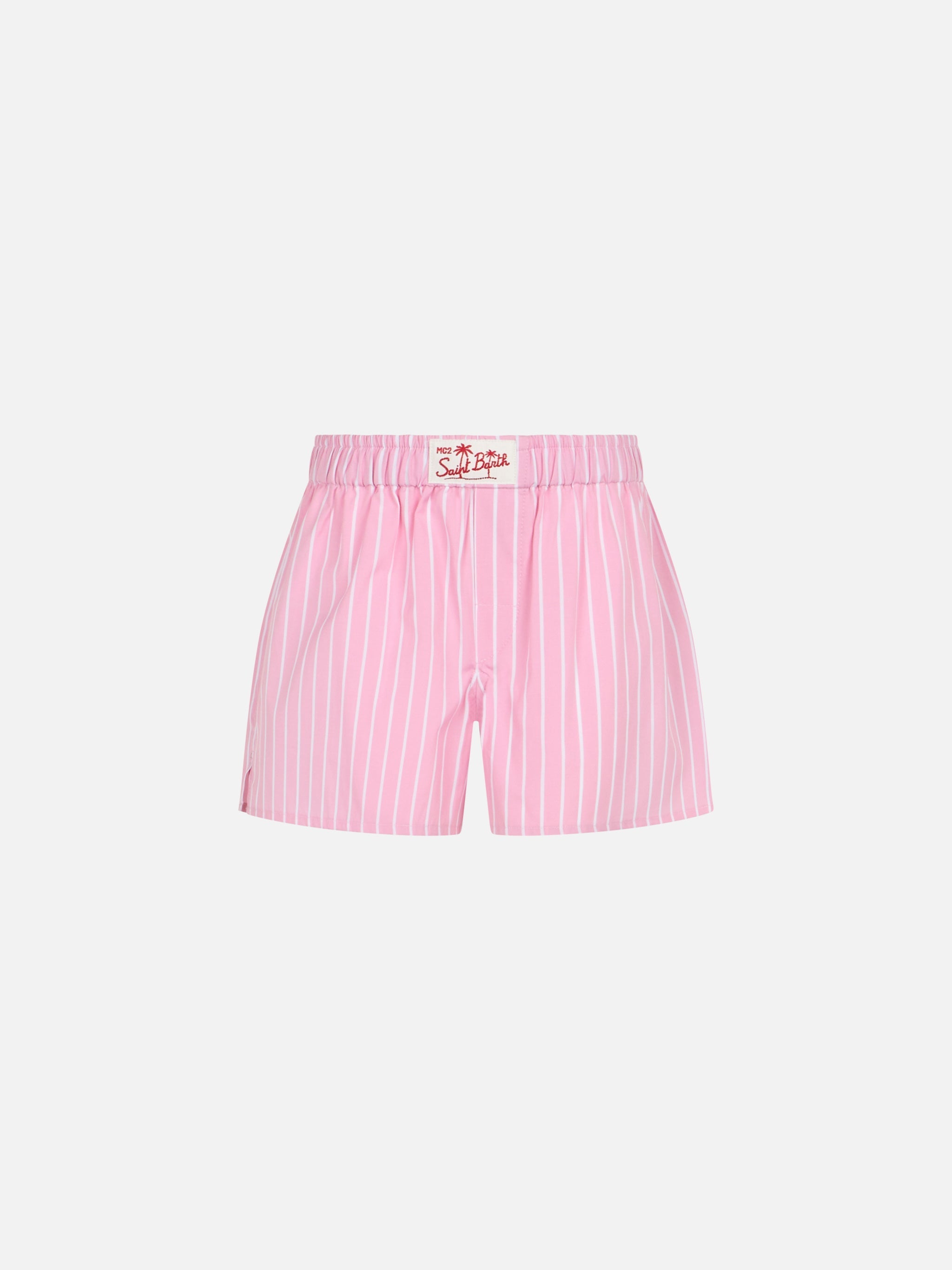 Girl Cotton Shorts Boxy Jr With Pink Striped Print Pant