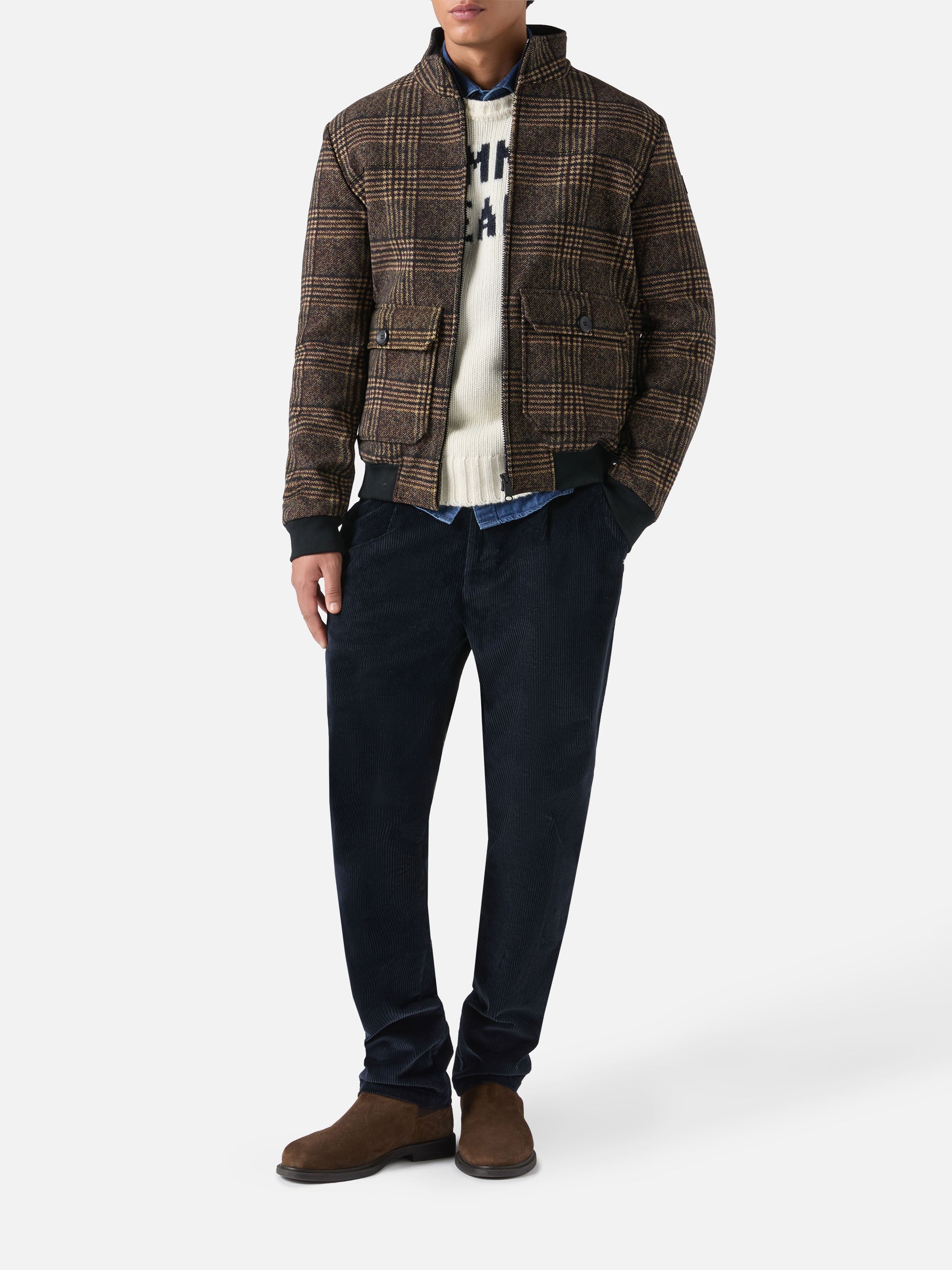 Thermo Jacket Byron With Prince Of Wales Print Brown