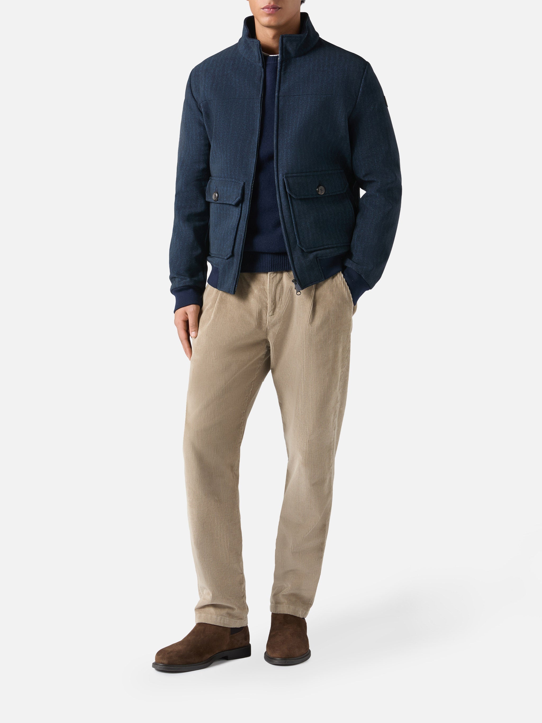Thermo Jacket Byron With Blue Herringbone Print