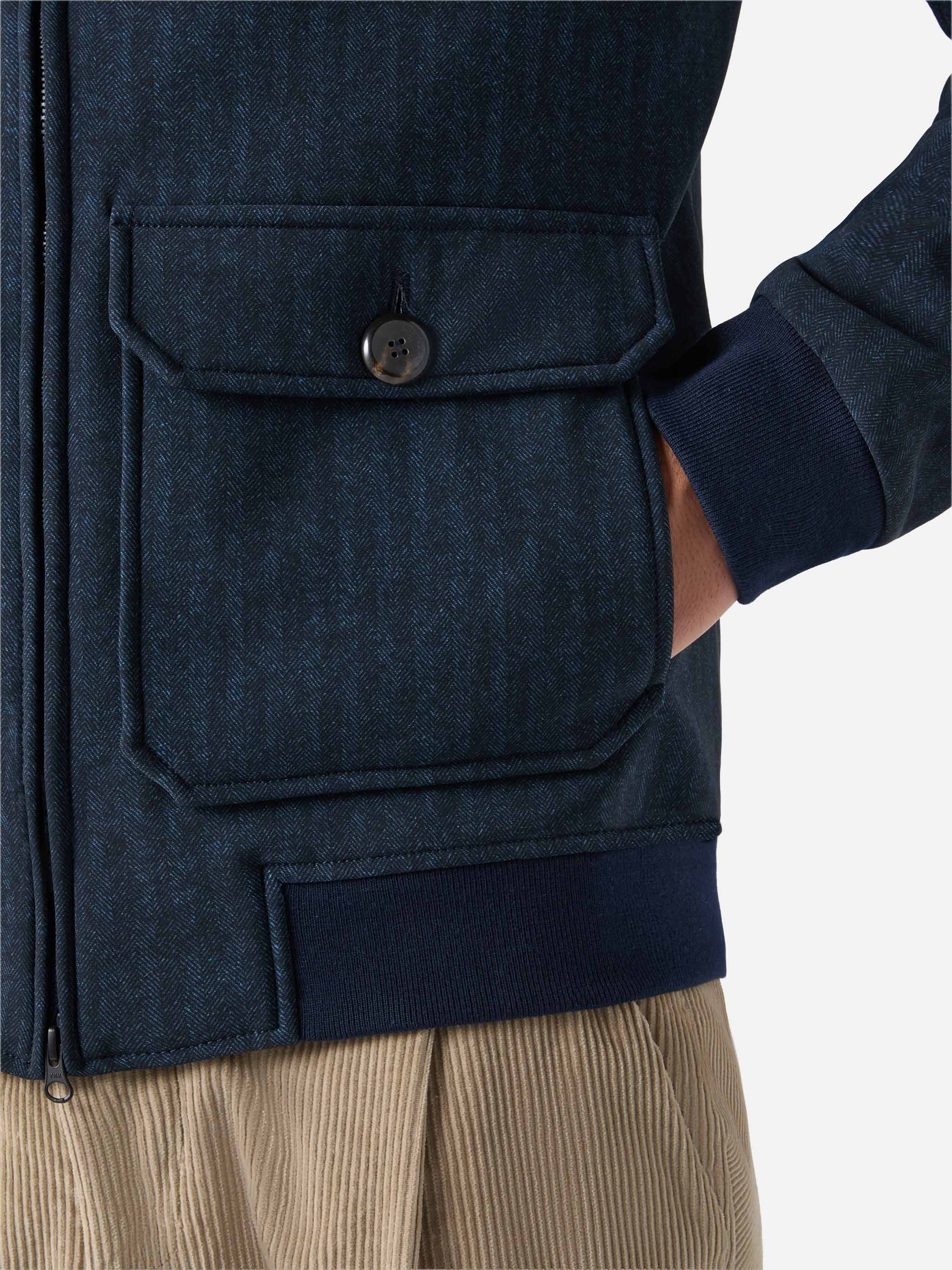 Thermo Jacket Byron With Blue Herringbone Print