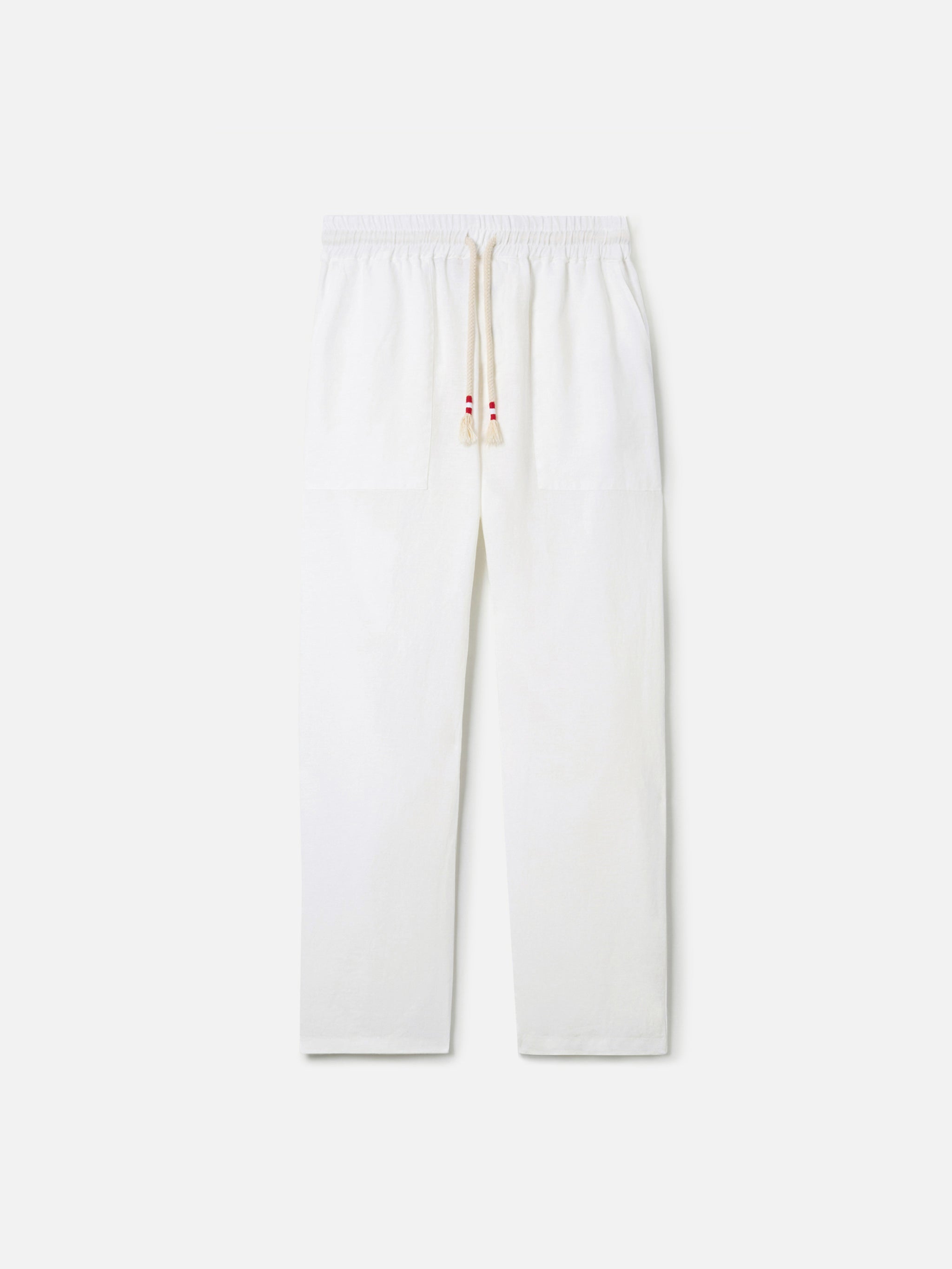 White Linen Pants Calais With Drawstring