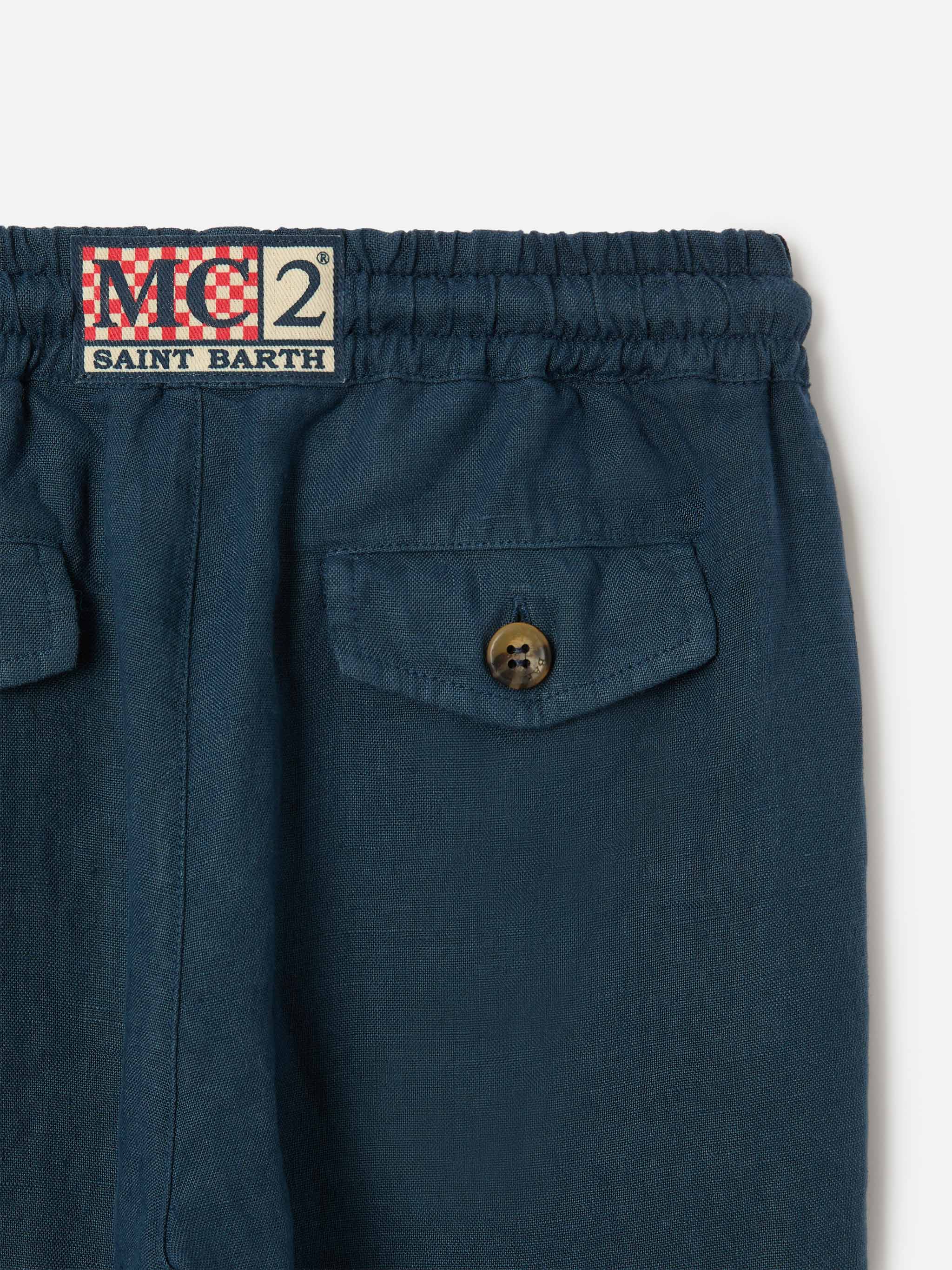 Navy Blue Calais Jr Pants Linen