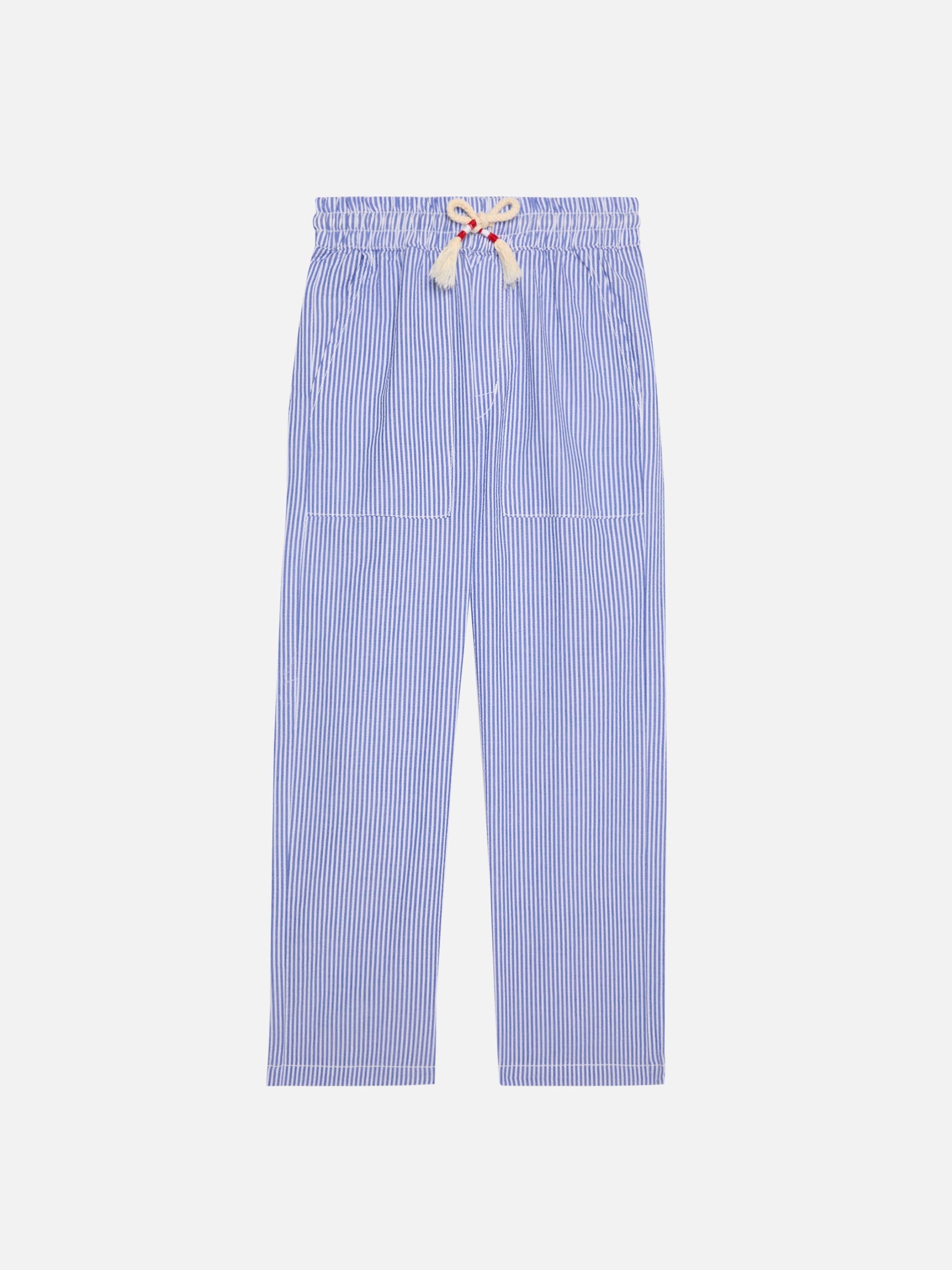 Calais Jr Seersucker Striped Pants With Drawstring Blue