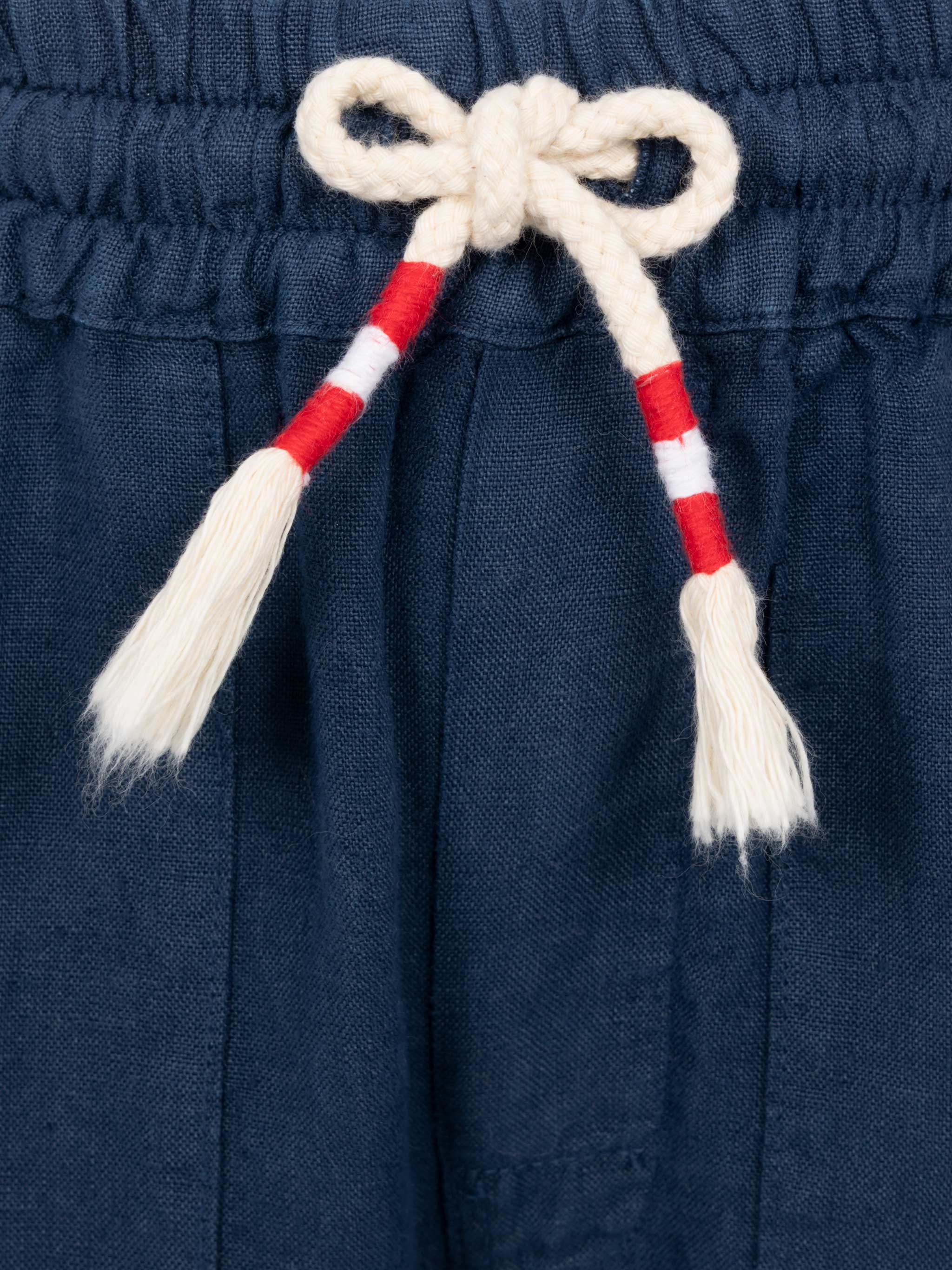 Calais Jr Navy Blue Linen Pants With Drawstring