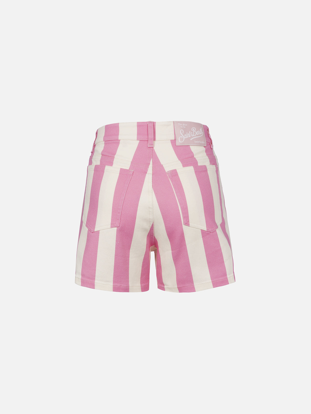 Cancun Pink Striped Denim Bermuda Shorts Pant