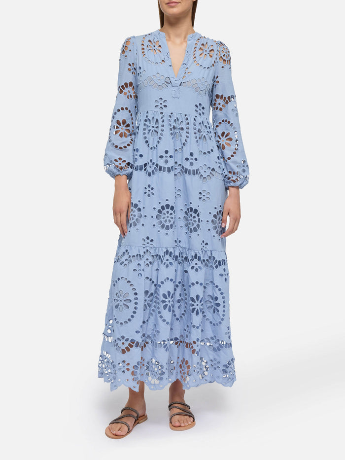 Sylvia Avio Blue Sangallo Lace Dress