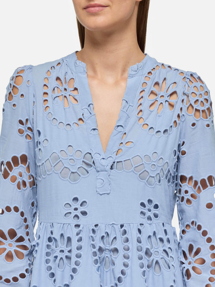 Sylvia Avio Blue Sangallo Lace Dress