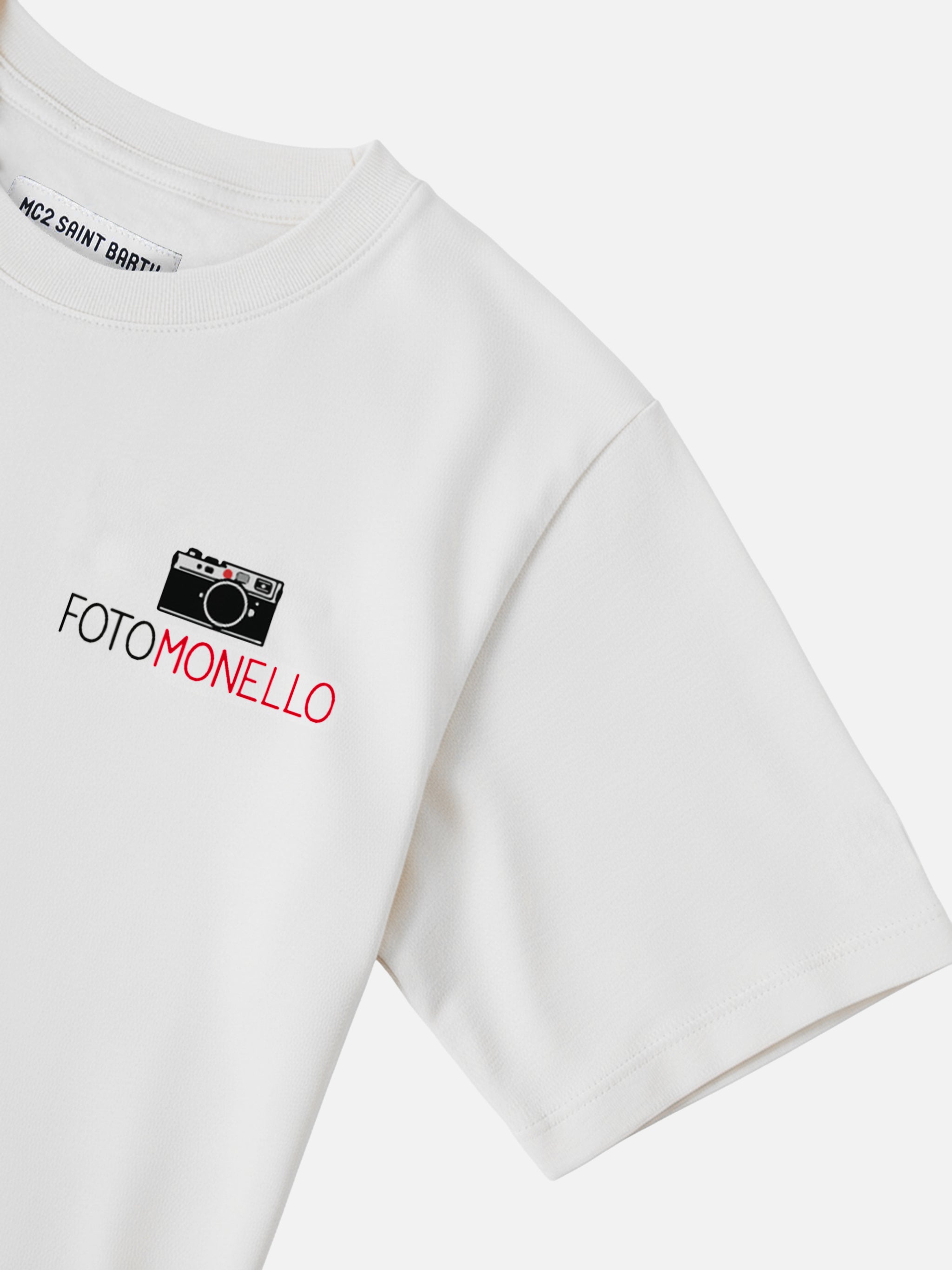 Cameron Cotton T-Shirt White With Fotomonello Embroidery