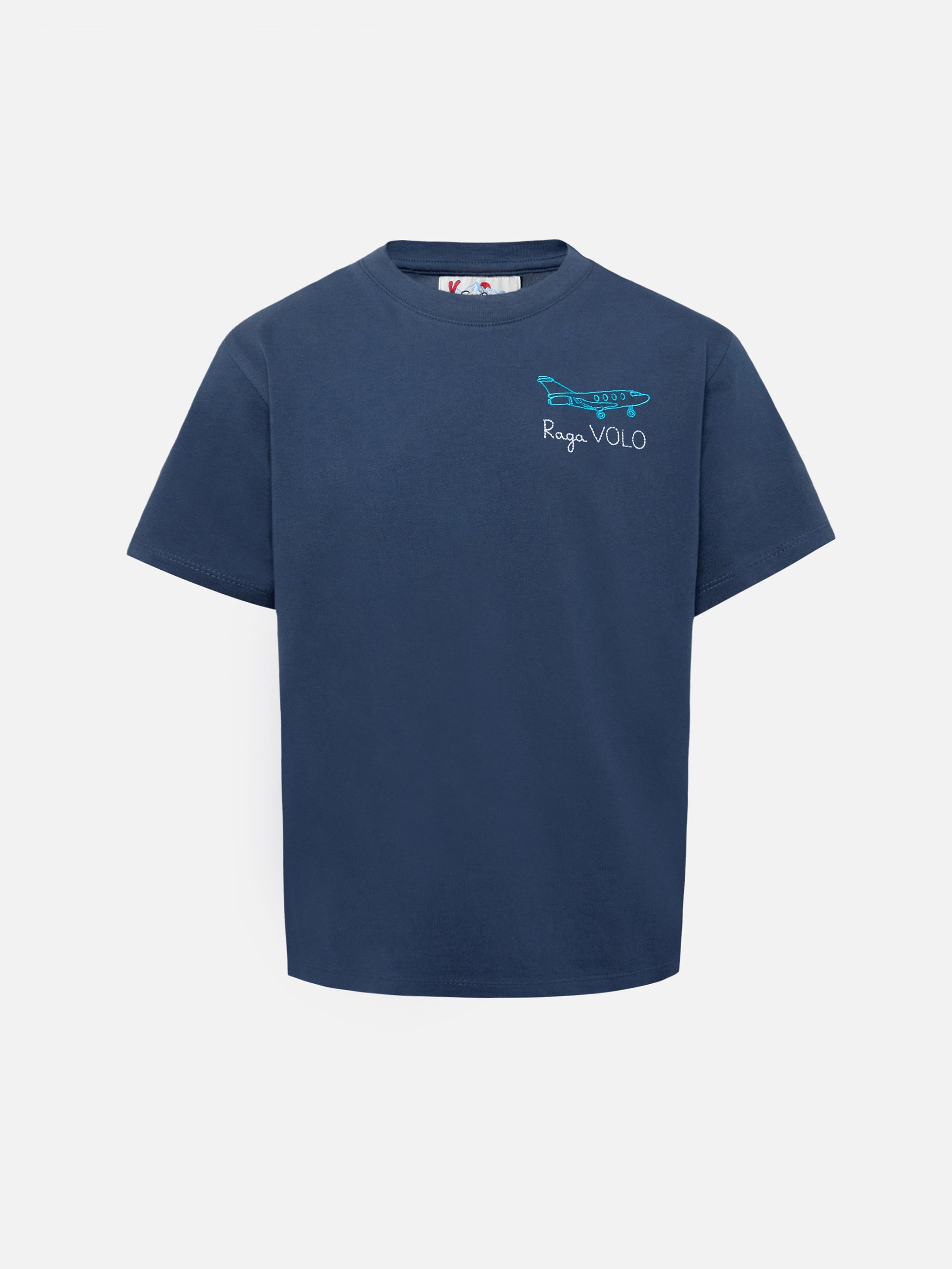Cameron Cotton T-Shirt Blue With Raga Voloembroidery