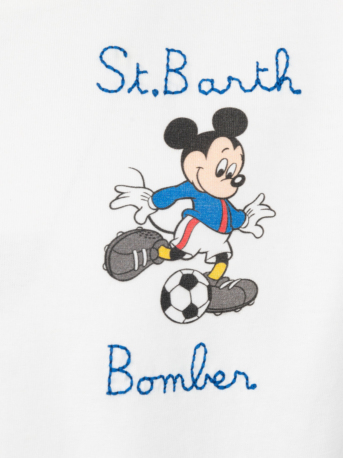 Boy Heavy Cotton T-Shirt Cameron Mickey Print And St. Barth Bomber Embroidery | Disney Special Edition White