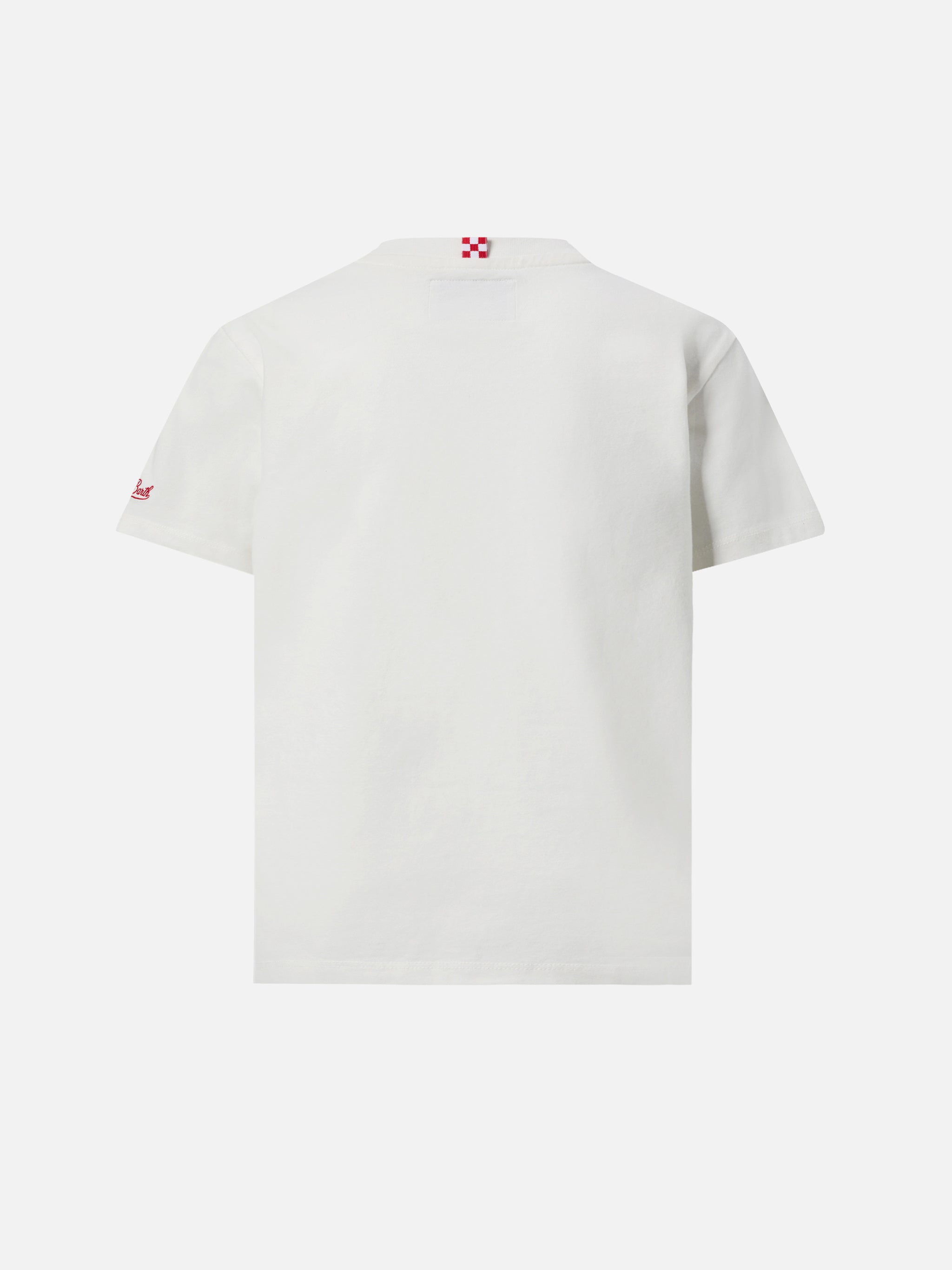 Heavy Cotton T-Shirt Cameron With Skater Dinosaur Print White