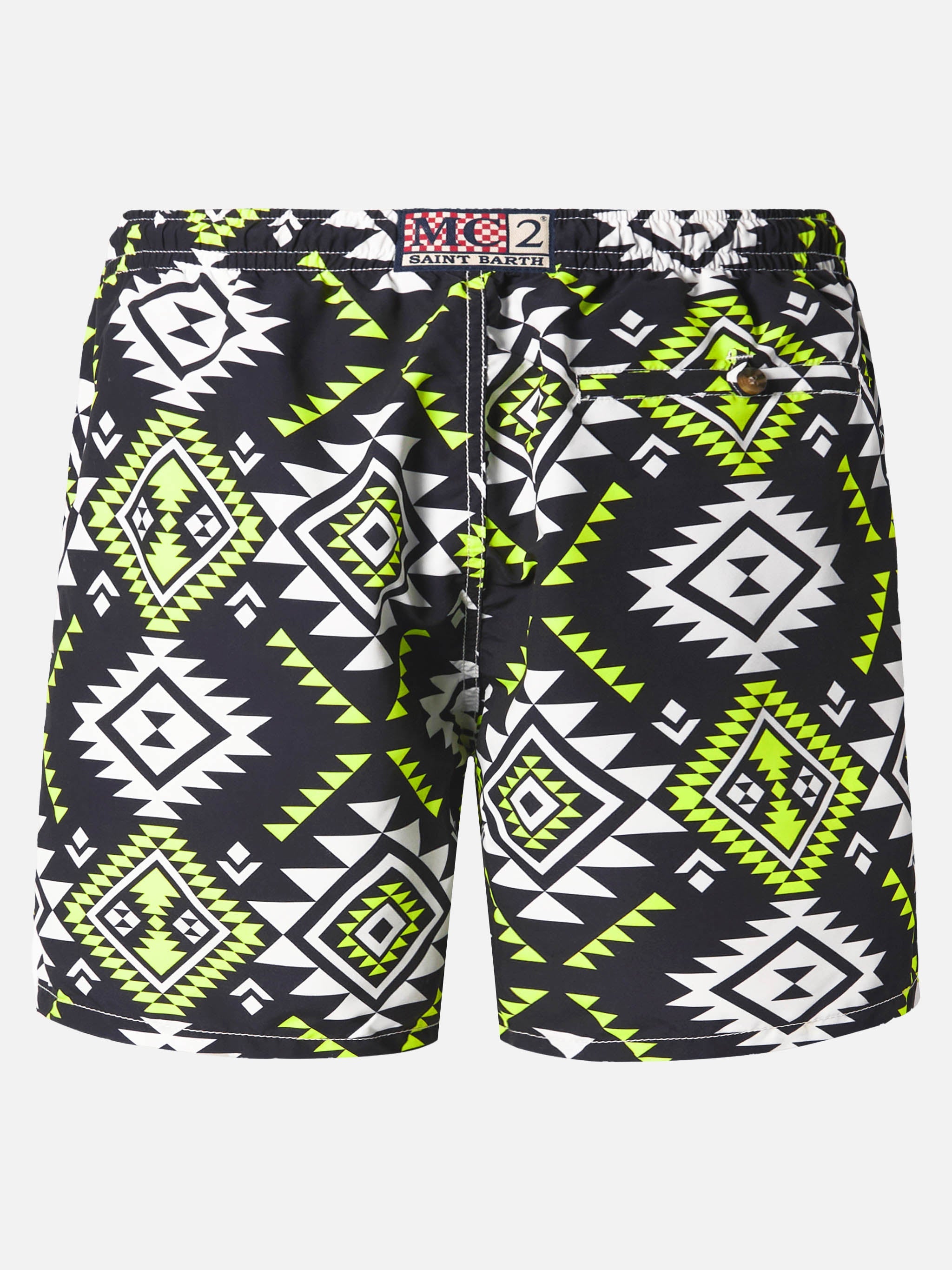Mid-Length Swim-Shorts Caprese With Ethnic Print Black Swimshort