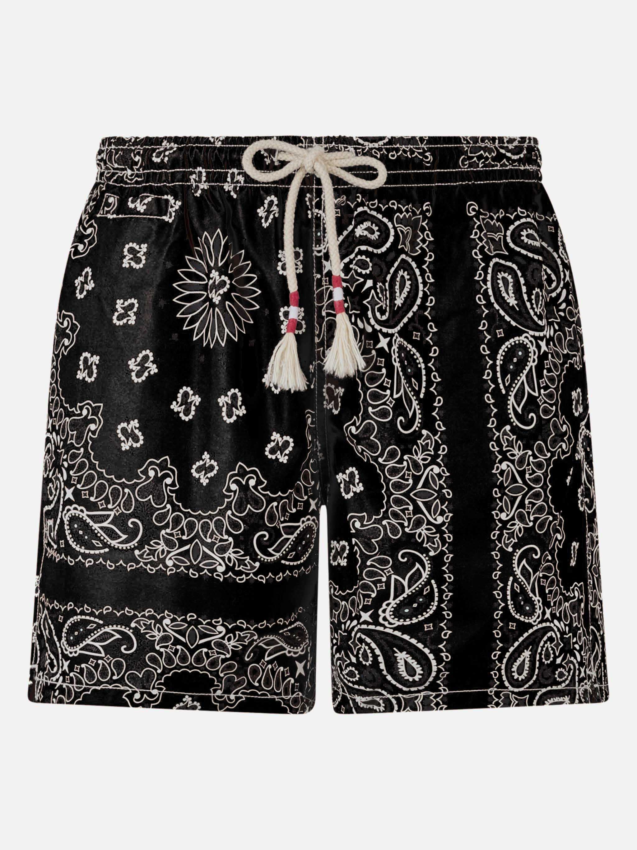 Mid-Length Swim-Shorts Caprese With Black Bandana Print Swimshort