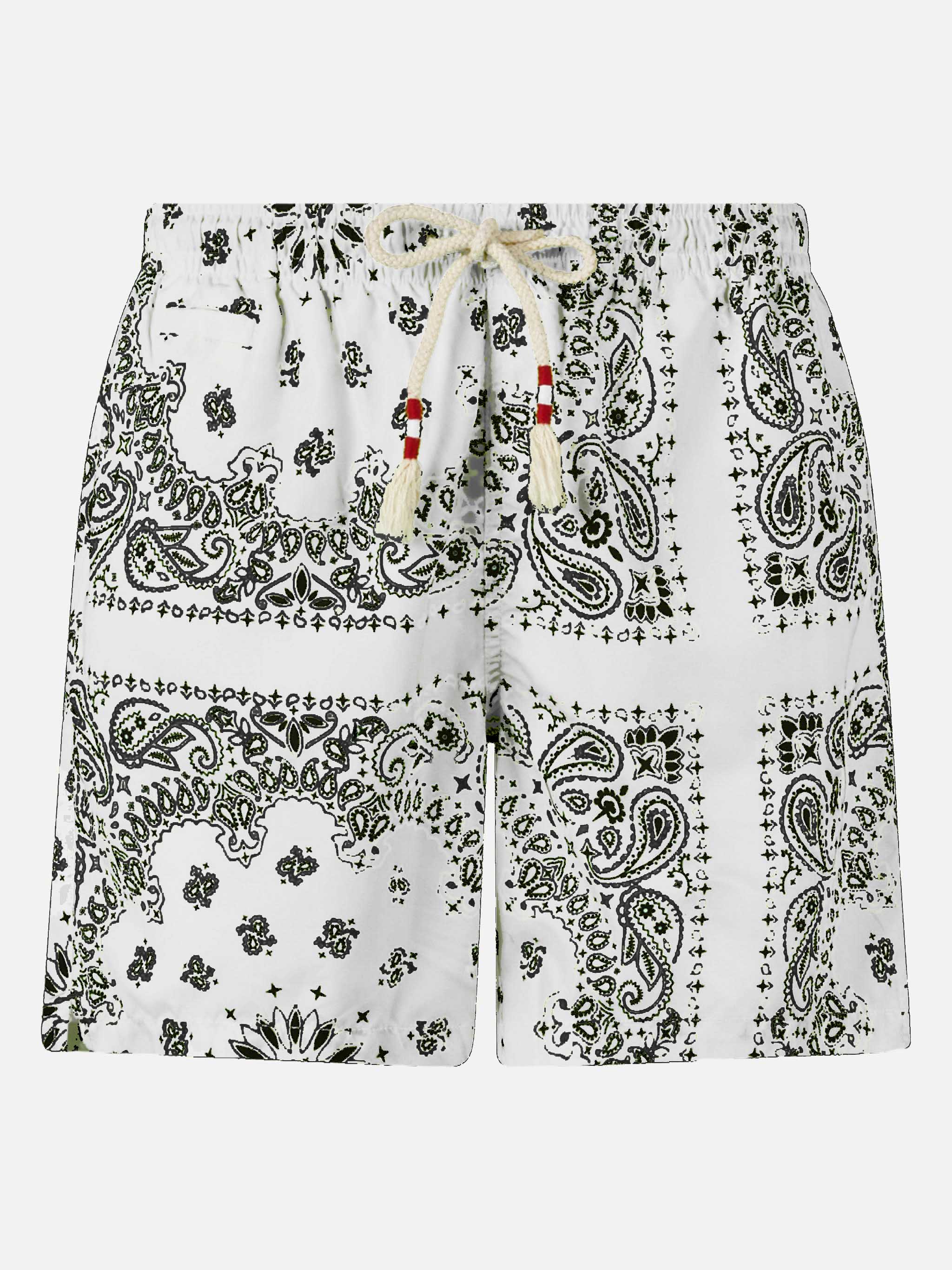 Man Swim Shorts With White Bandanna Print Swimshort