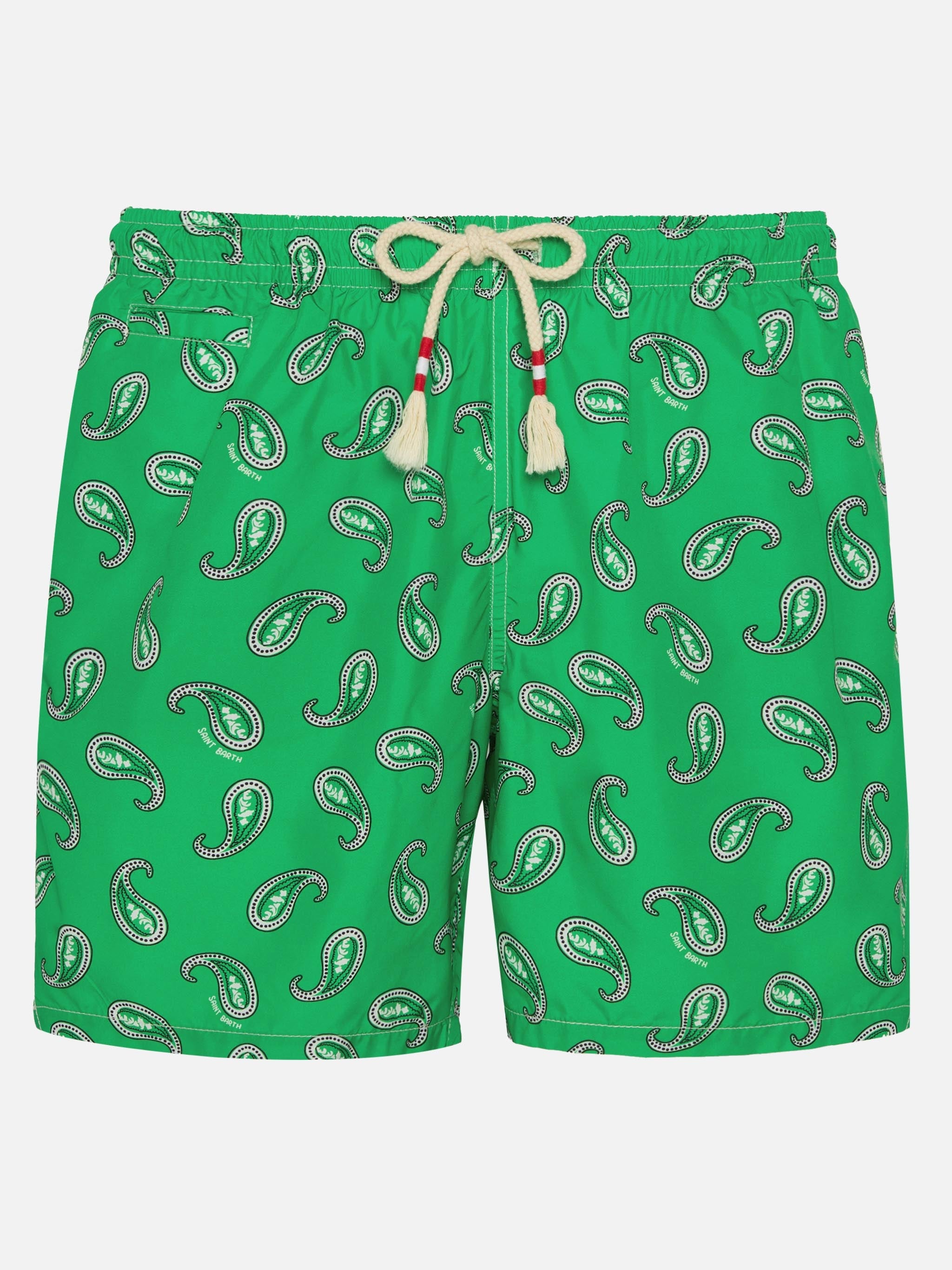 Man Swim Shorts With Paisley Print Green Swimshort