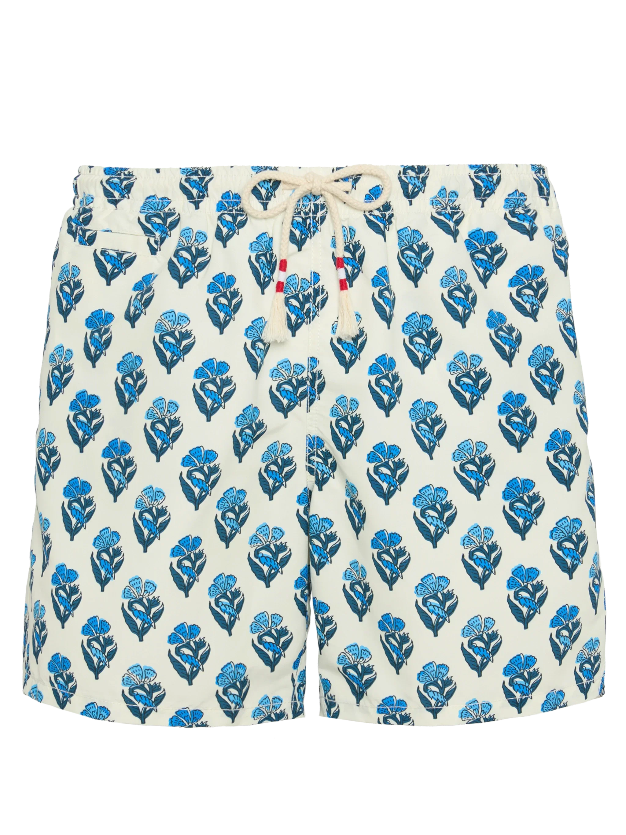 Mid-Length Swim-Shorts Caprese With Flower Print White Swimshort