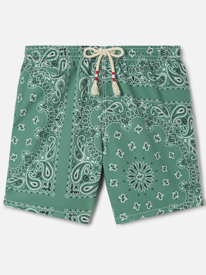 Caprese Swim Shorts With Military Green Bandana Print __single__ Swimshort