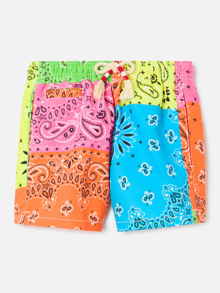 Caprese Jr Swim Shorts With Multicolor Fluo Bandana Print __single__ Swimshort