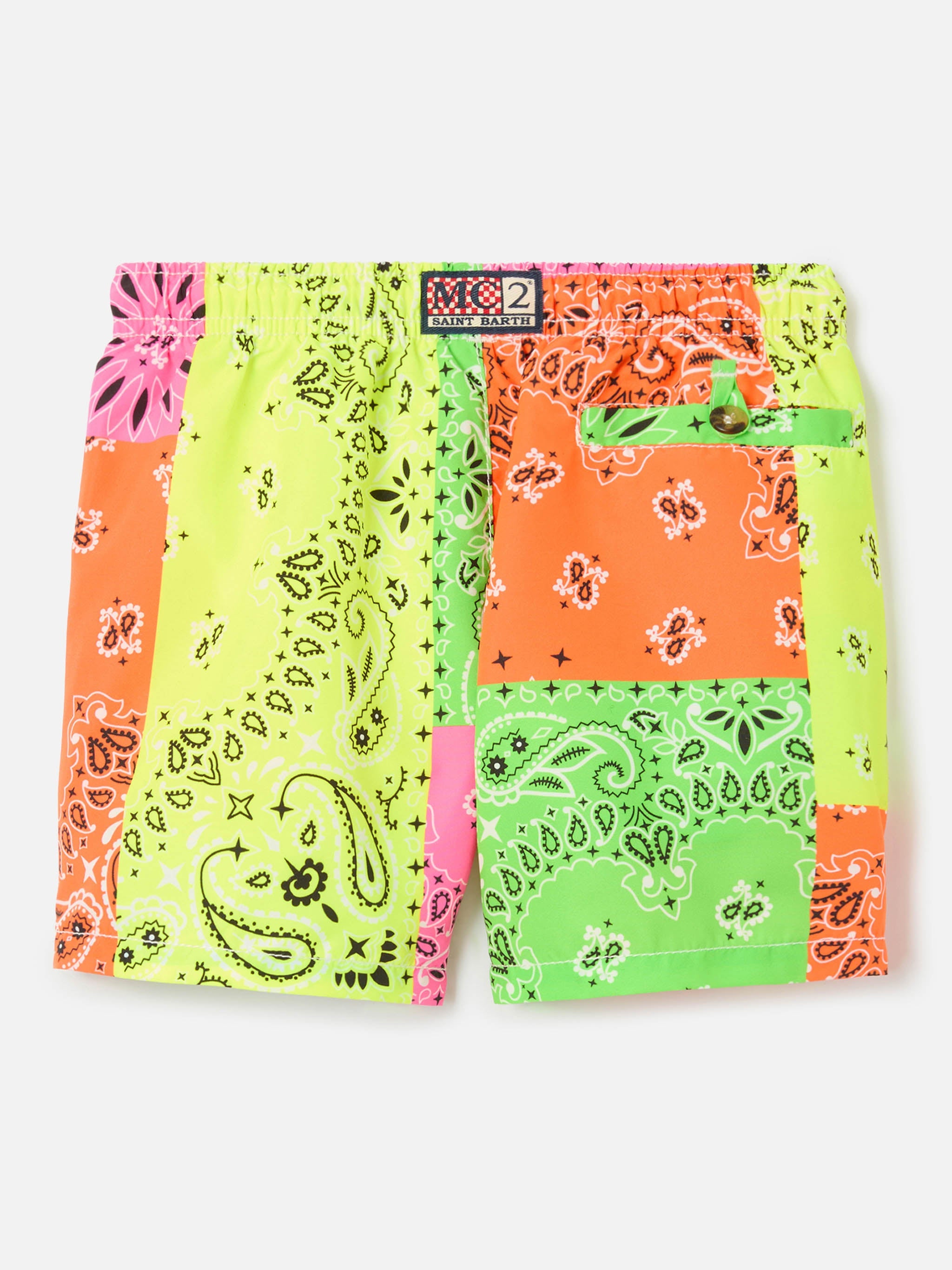 Caprese Jr Swim Shorts With Multicolor Fluo Bandana Print Swimshort