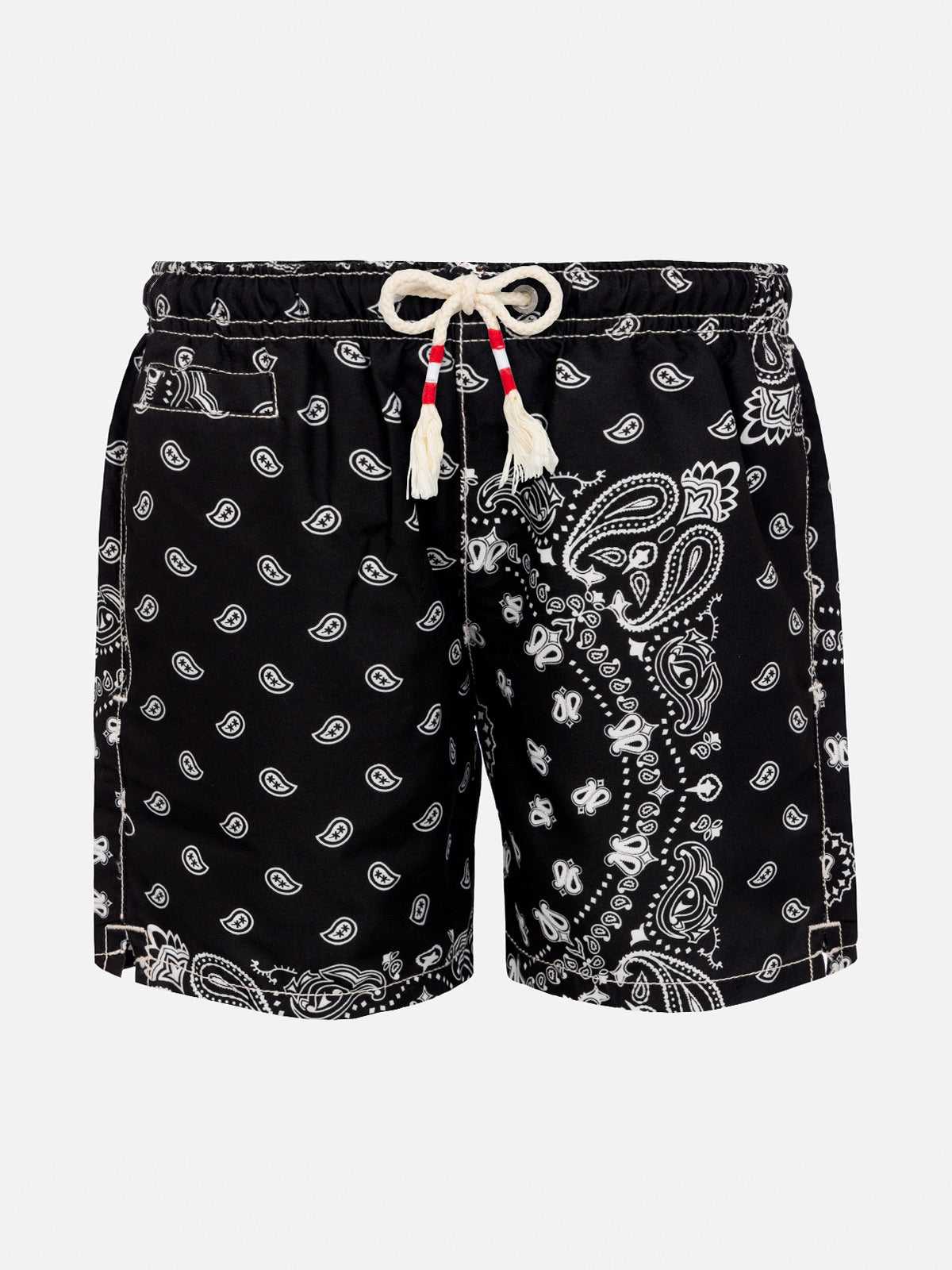 Boy Swim Shorts With Bandanna Print Black Swimshort