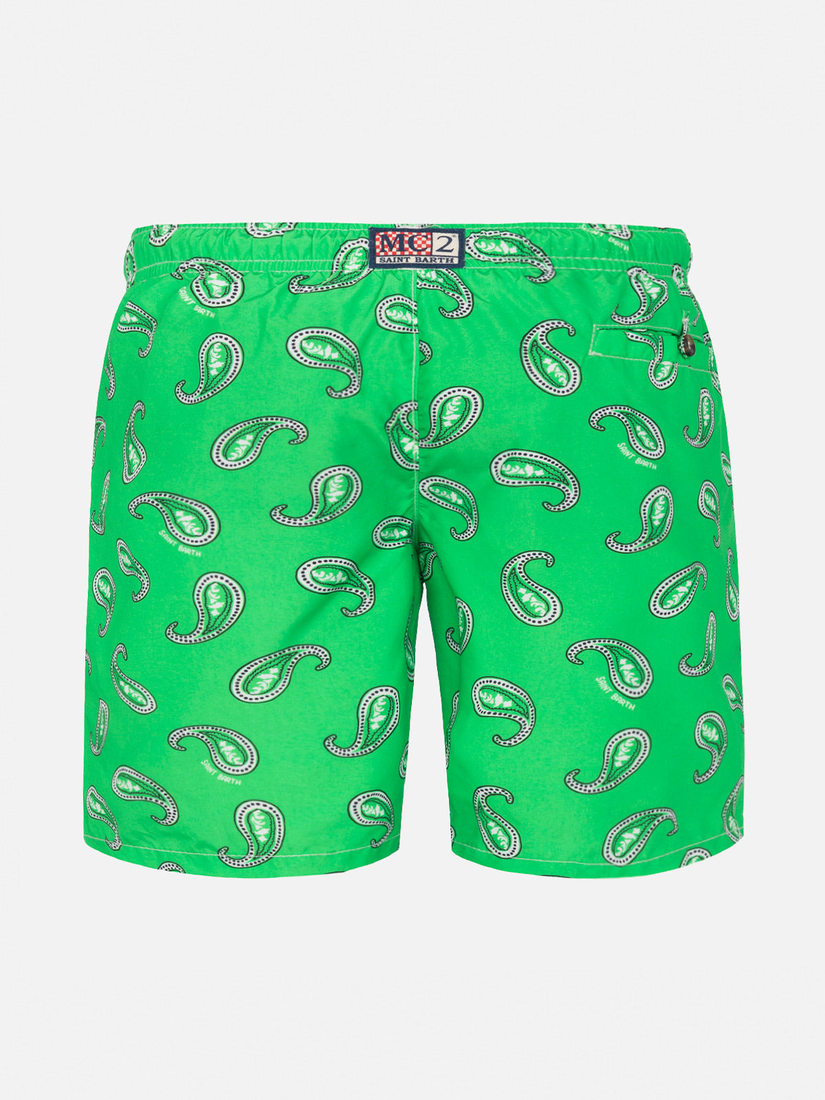 Boy Swim Shorts With Paisley Print Green Swimshort
