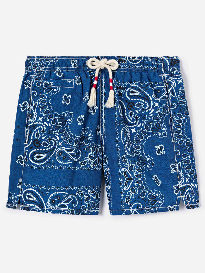 Caprese Jr Swim Shorts With Blue Navy Bandana Print Swimshort