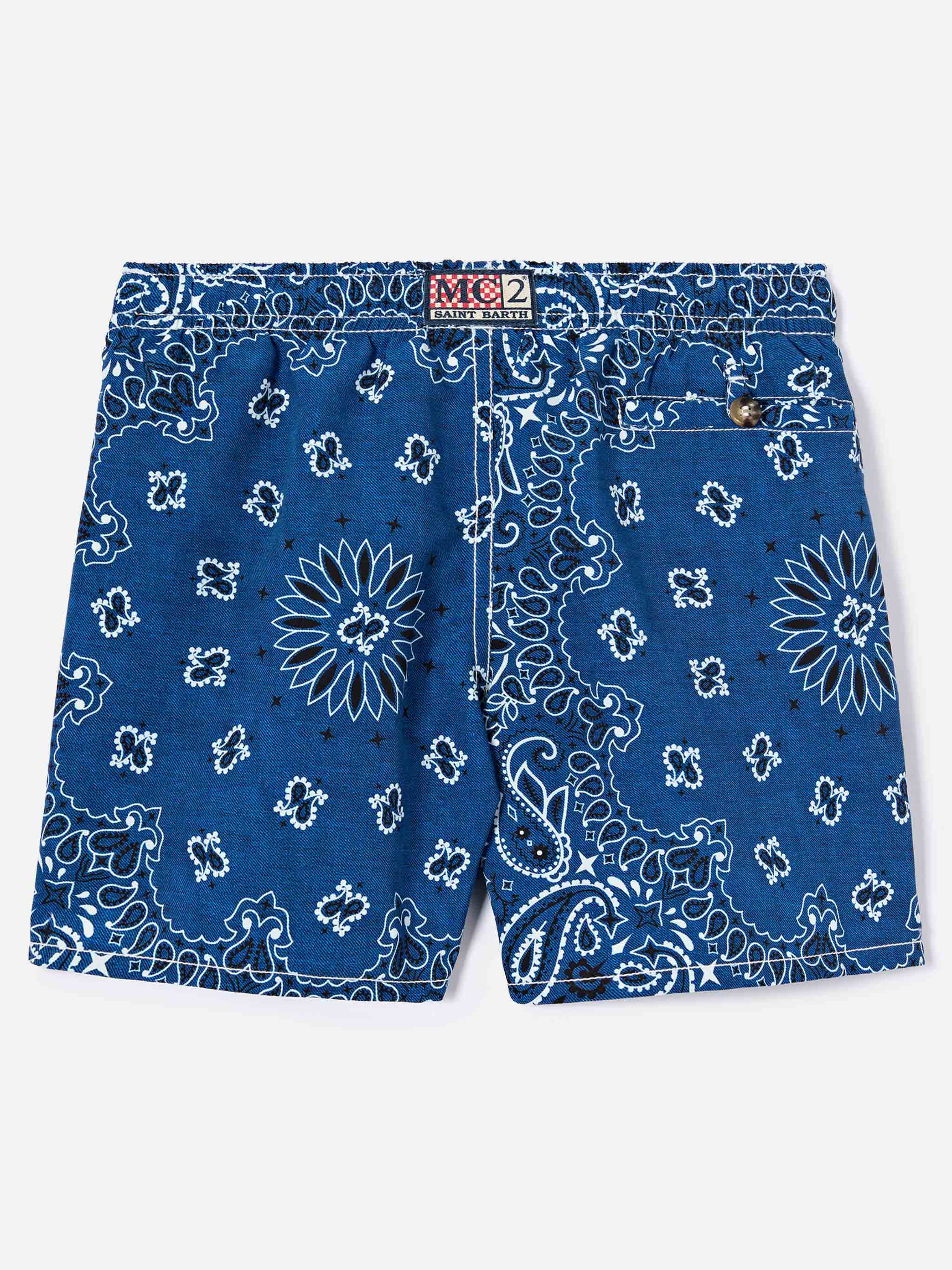 Caprese Jr Swim Shorts With Blue Navy Bandana Print __single__ Swimshort