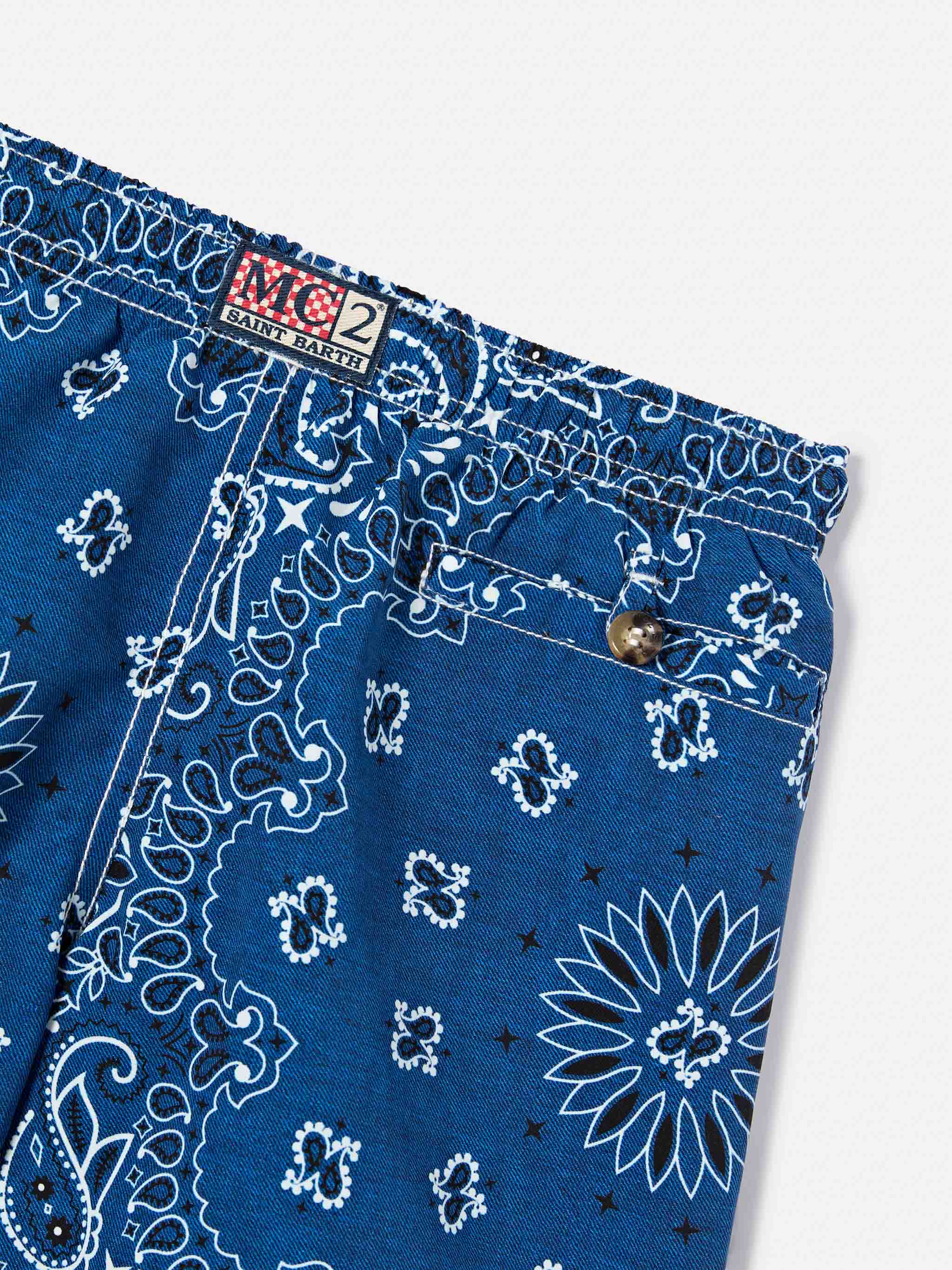 Caprese Jr Swim Shorts With Blue Navy Bandana Print __single__ Swimshort