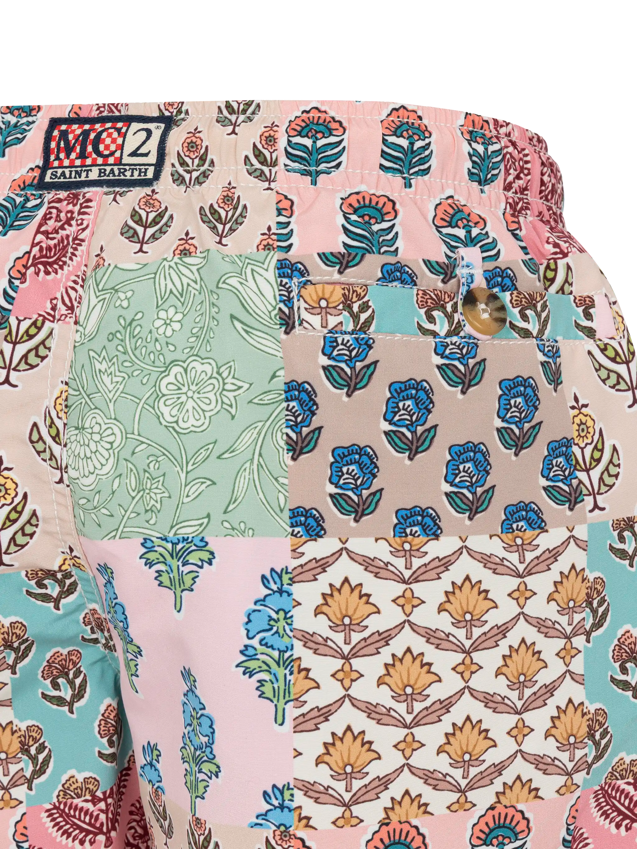 Mid-Length Swim-Shorts Caprese Jr With Flower Patch Print Pink Swimshort