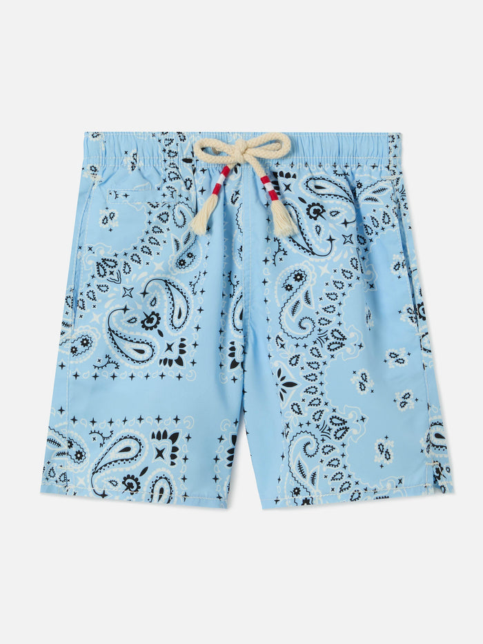 Caprese Jr Swim Shorts With Light Blue Bandana Print __single__ Swimshort