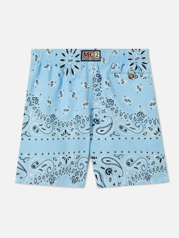 Caprese Jr Swim Shorts With Light Blue Bandana Print __single__ Swimshort