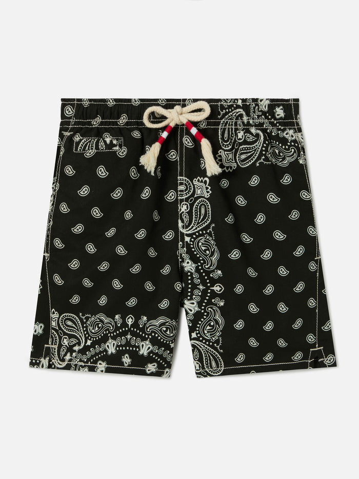 Caprese Jr Swim Shorts With Black Bandana Print __single__ Swimshort