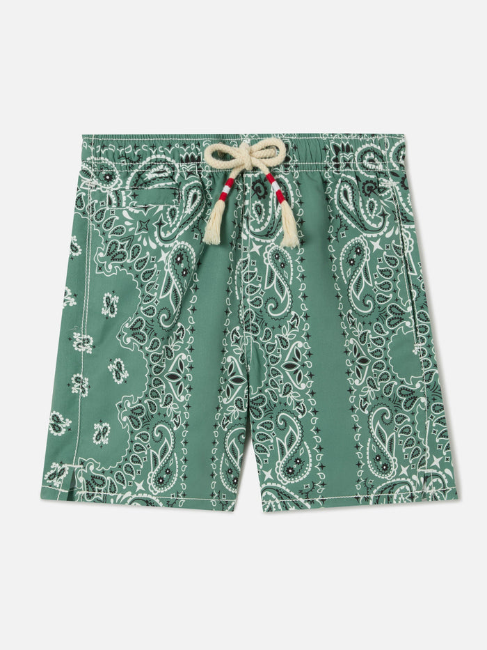 Caprese Jr Swim Shorts With Military Green Bandana Print __single__ Swimshort