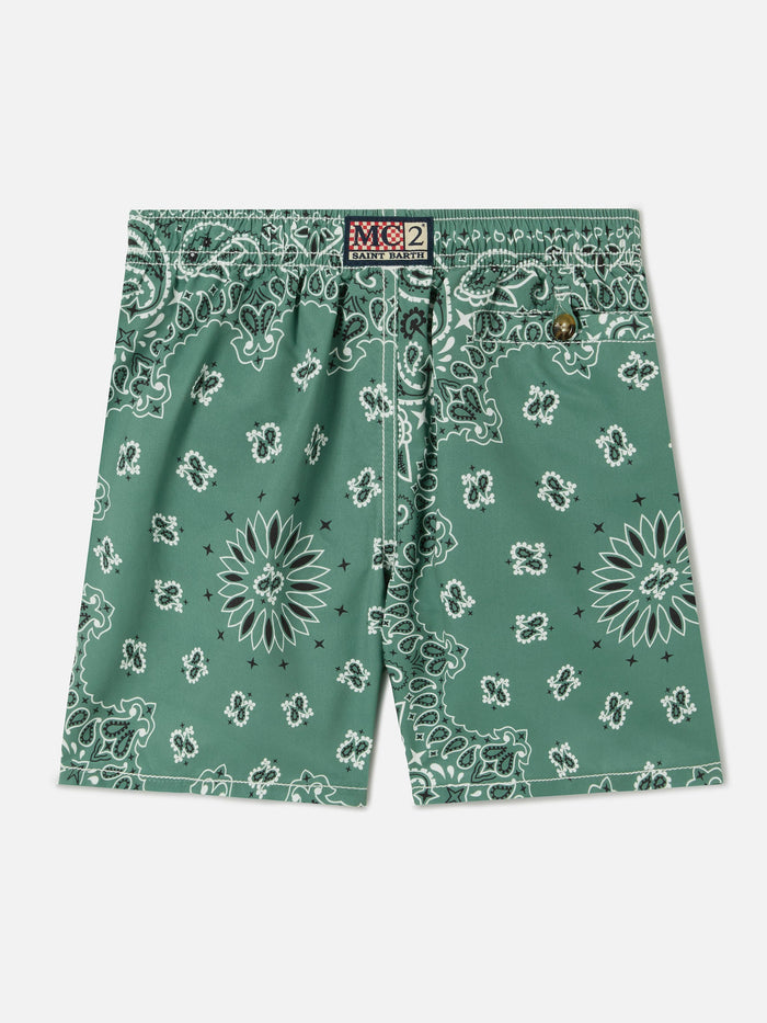 Caprese Jr Swim Shorts With Military Green Bandana Print __single__ Swimshort