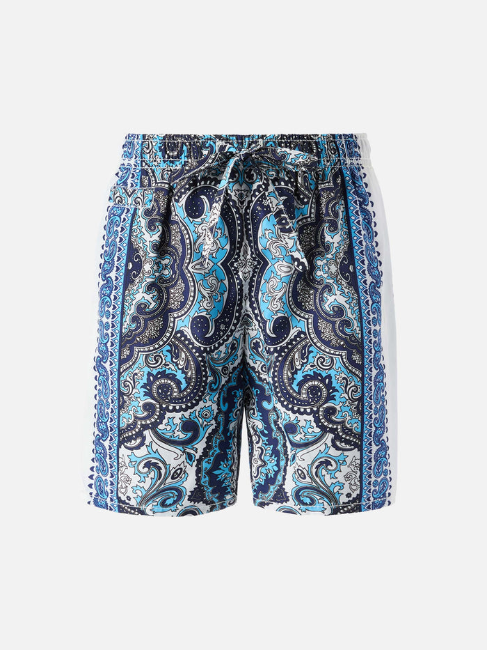 Mid-Length Swim-Shorts Caprese Jr With Gipsy Print White Swimshort