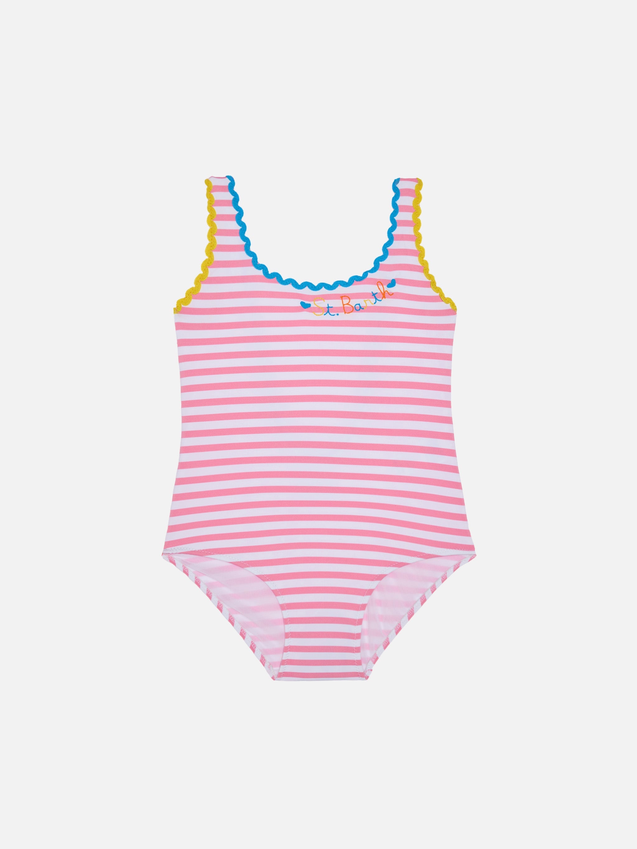 Girl One Piece Swimsuit With Embroidery Pink