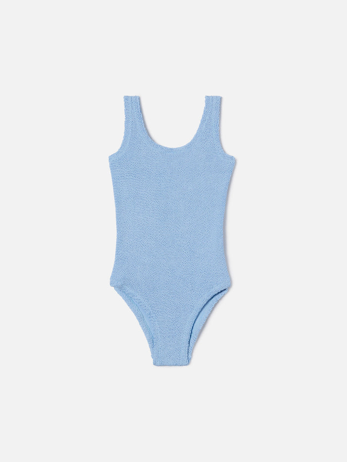 Cara Crinkle One-Piece Swimsuit In Solid Light Blue __single__ One Piece
