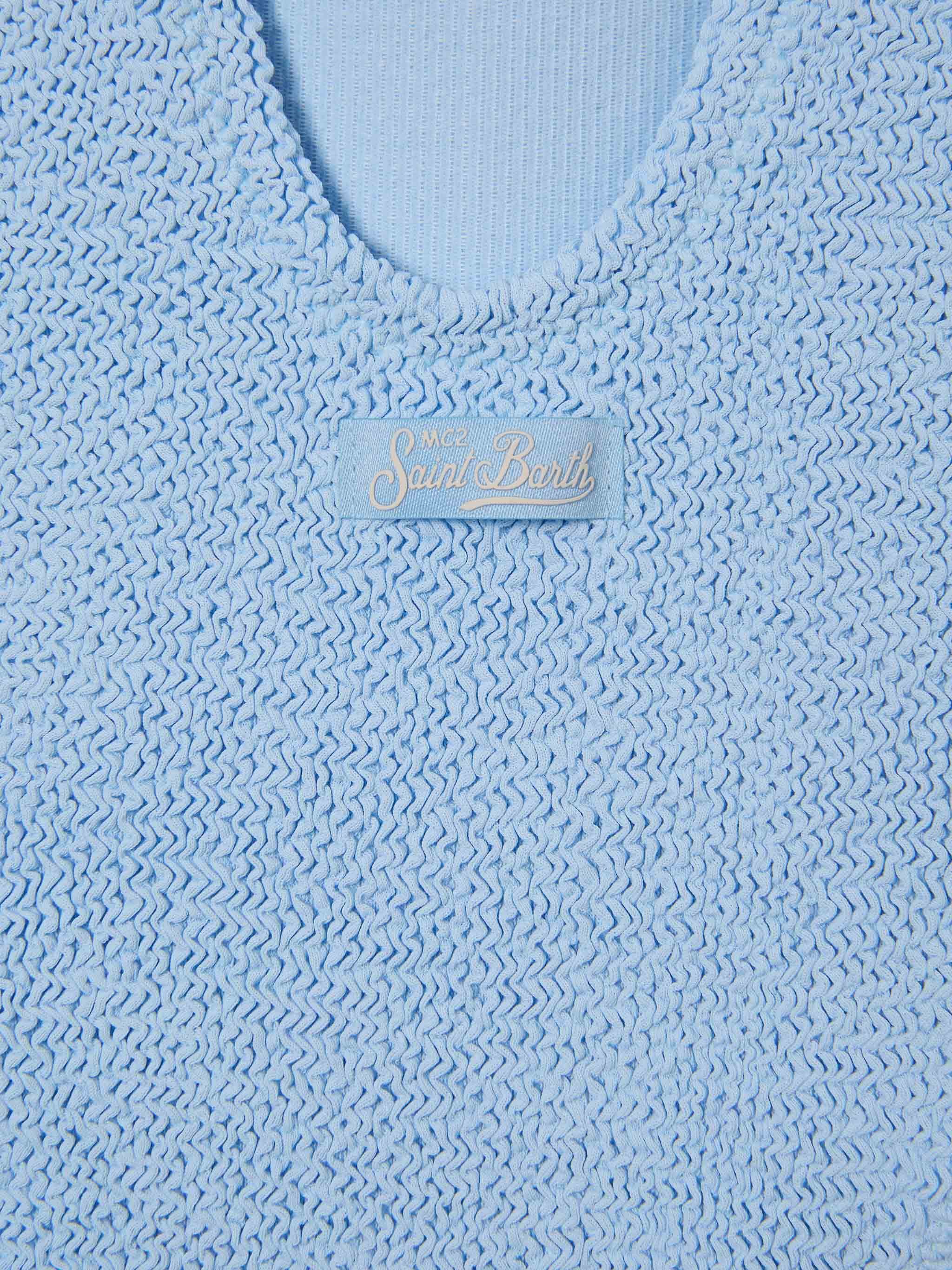Cara Crinkle One-Piece Swimsuit In Solid Light Blue __single__ One Piece