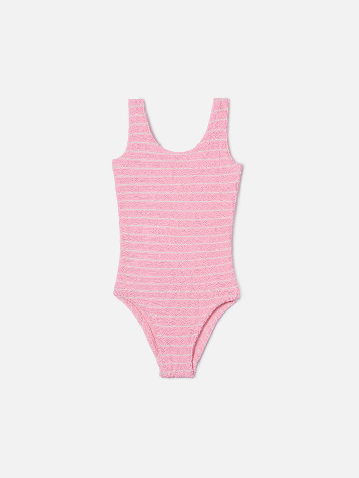 Cara Crinkle One-Piece Swimsuit In Pink And White Stripes __single__ One Piece