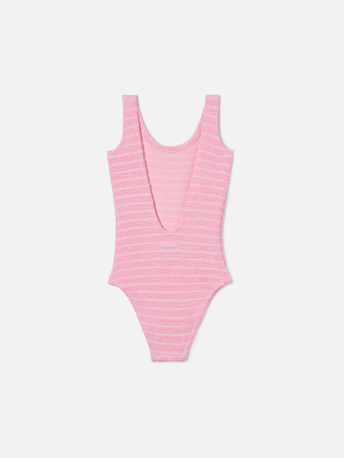 Cara Crinkle One-Piece Swimsuit Pink And White Stripes One Piece