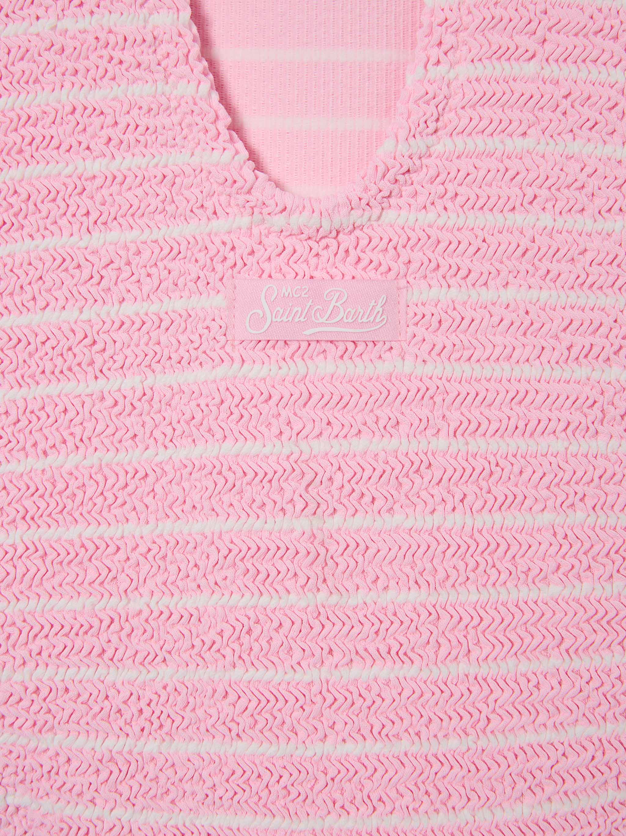 Cara Crinkle One-Piece Swimsuit In Pink And White Stripes __single__ One Piece