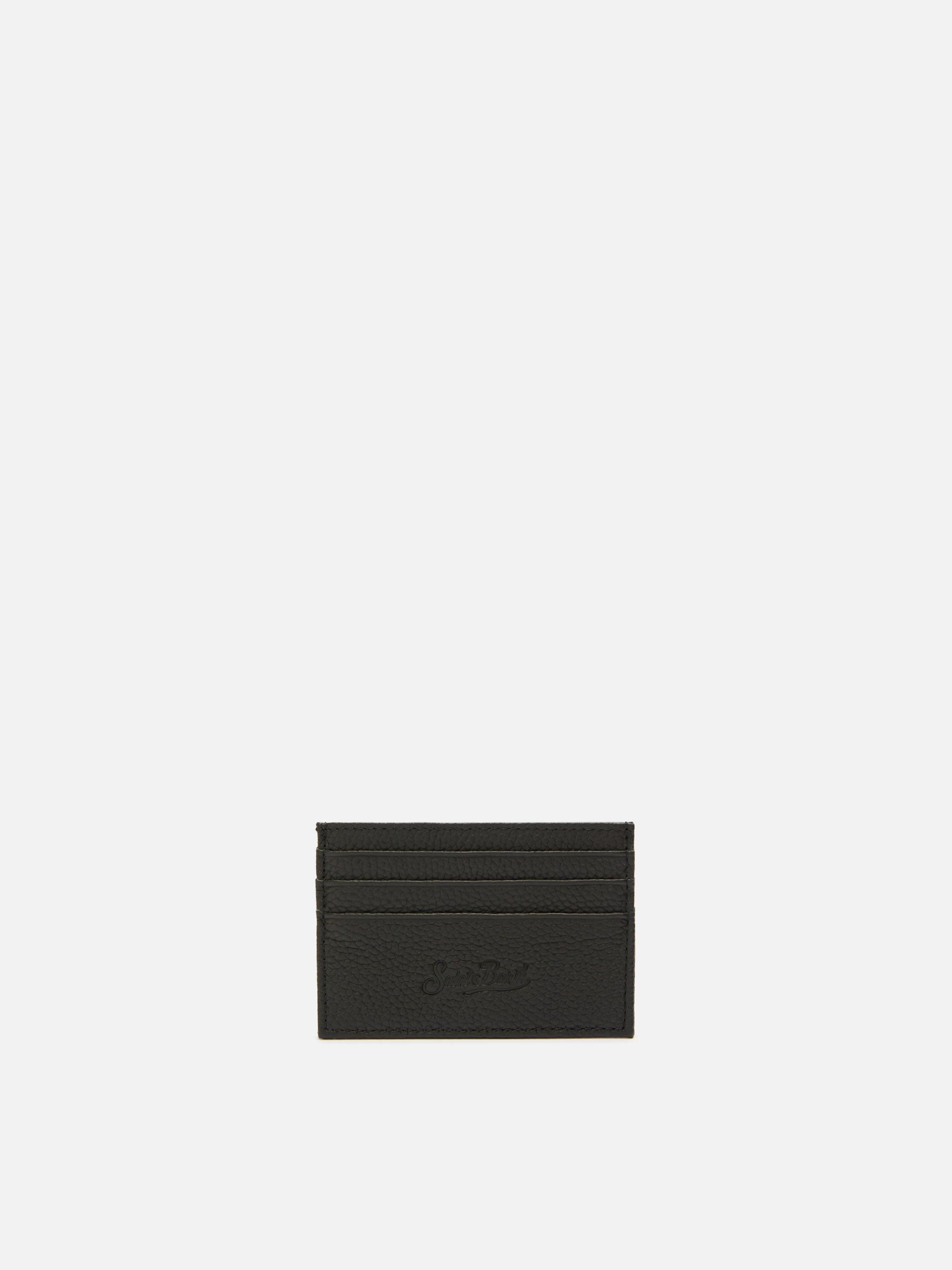 Card Holder Black Grained Leather Small Accessories