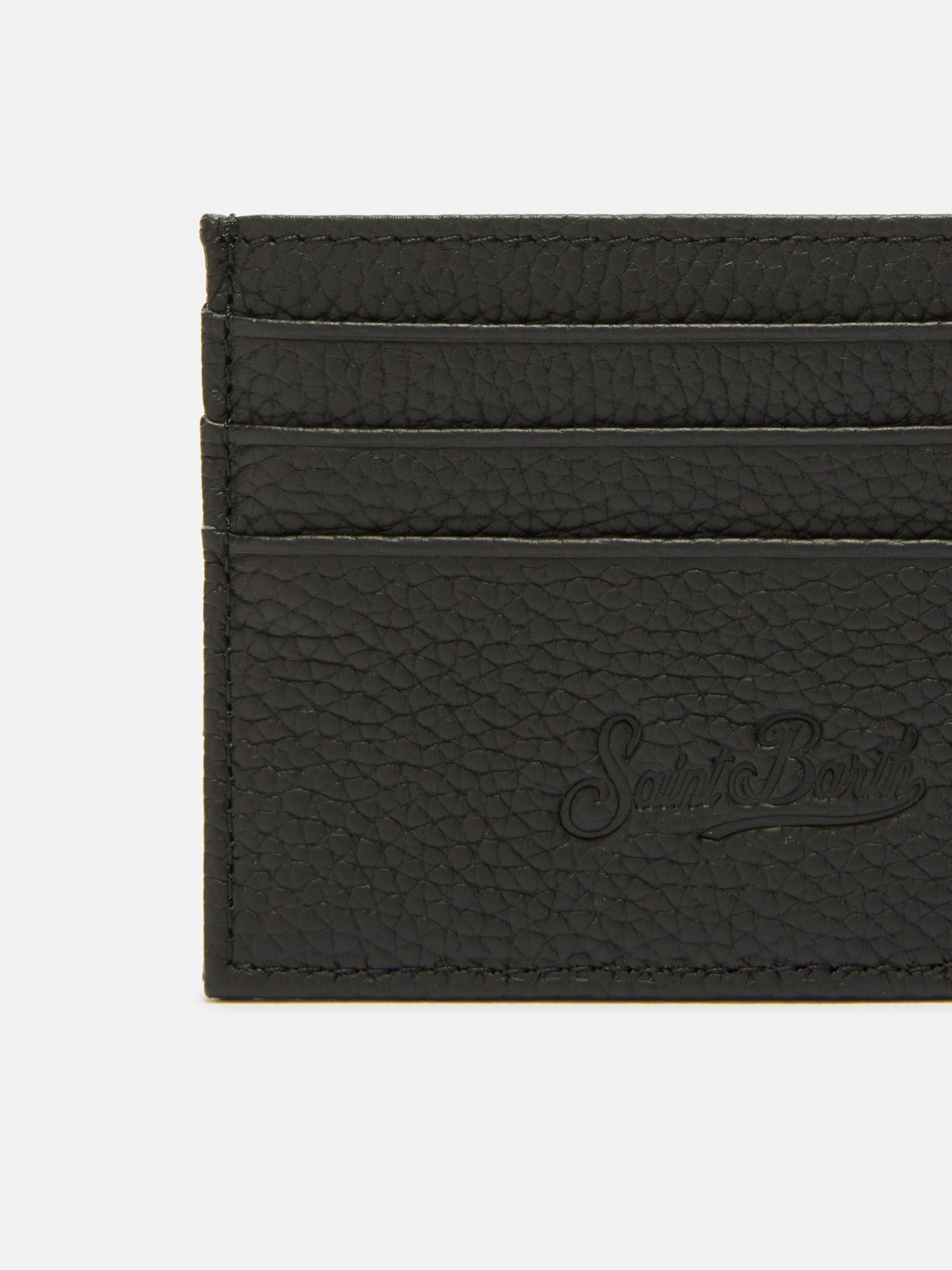 Card Holder Black Grained Leather Small Accessories